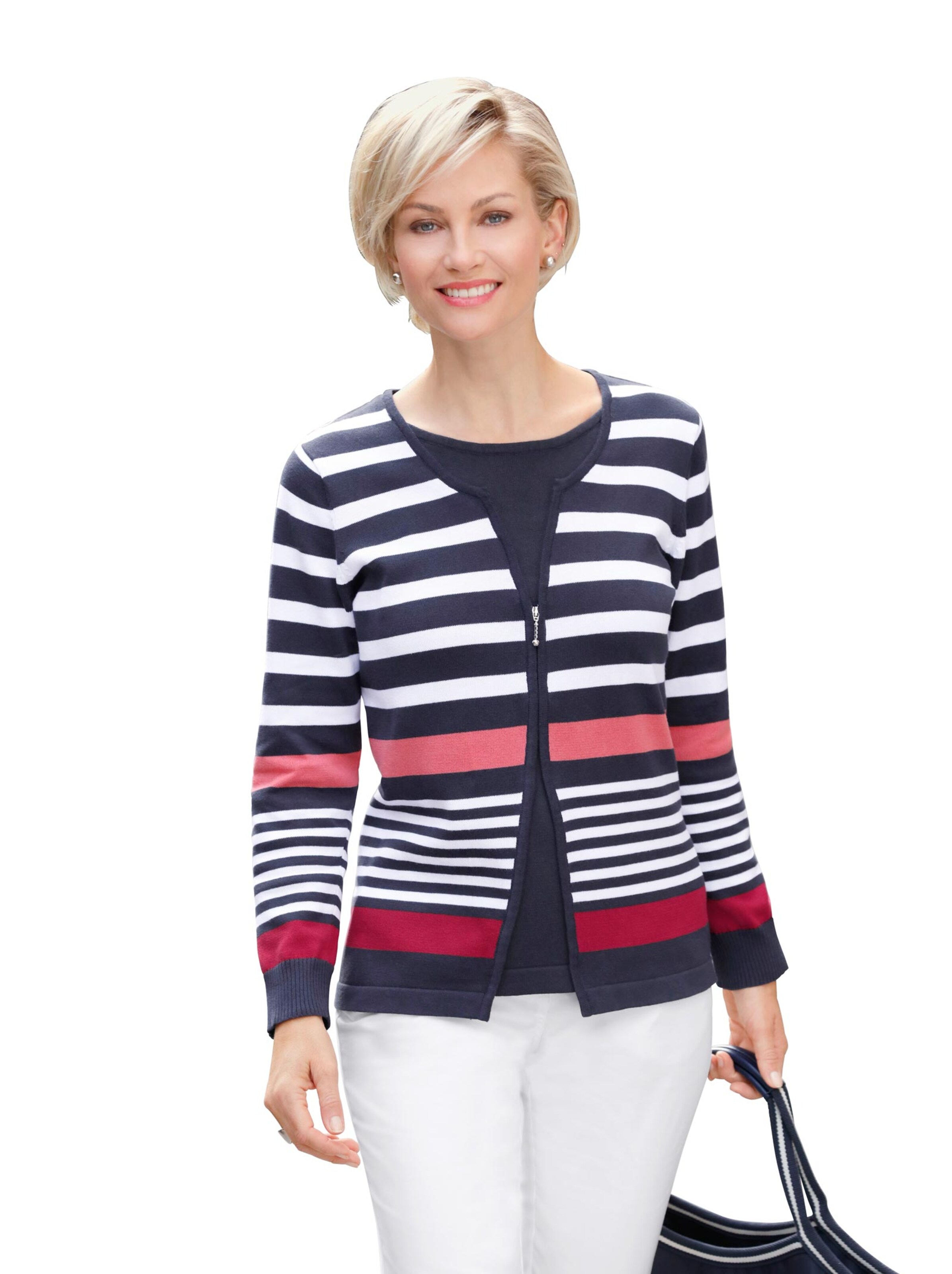 Pullover - marine-rot-geringelt