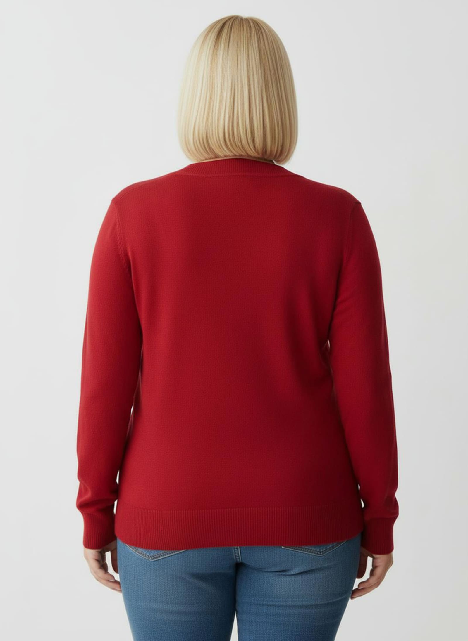 V-Ausschnitt-Pullover aus Feinstrick - rot