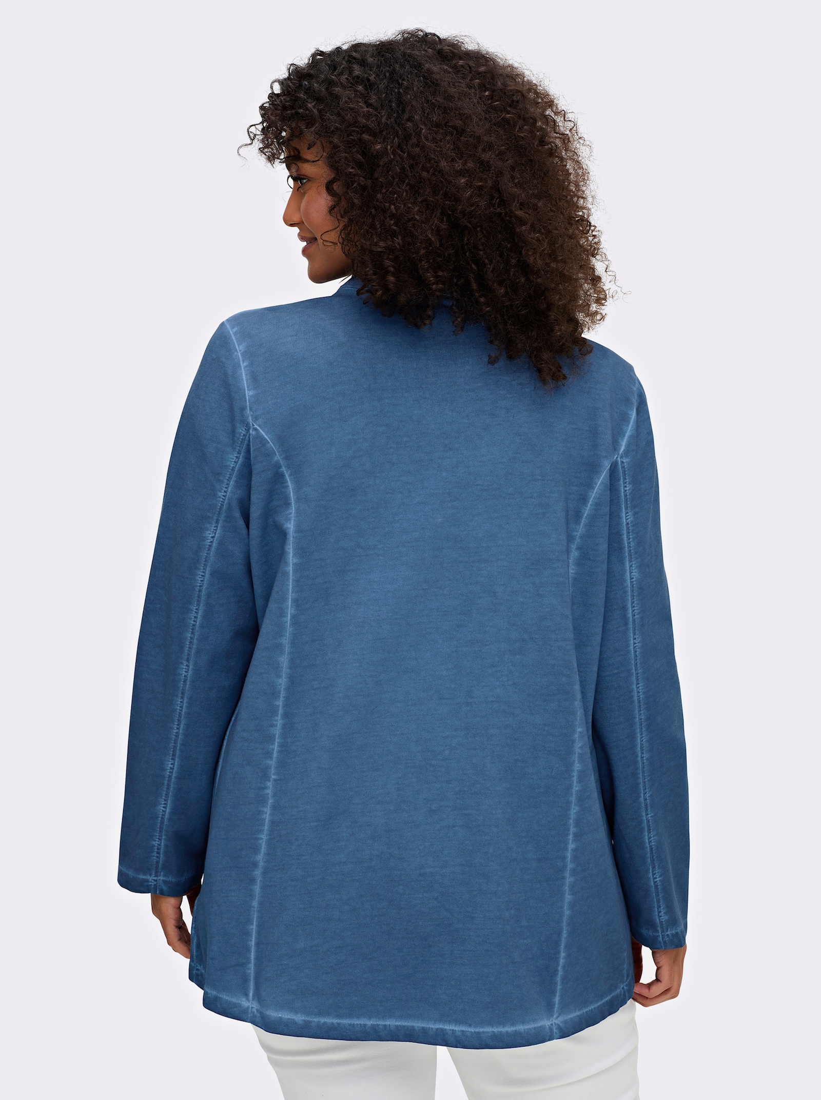 Sweatjacke in Oil-dyed-Optik - jeansblau