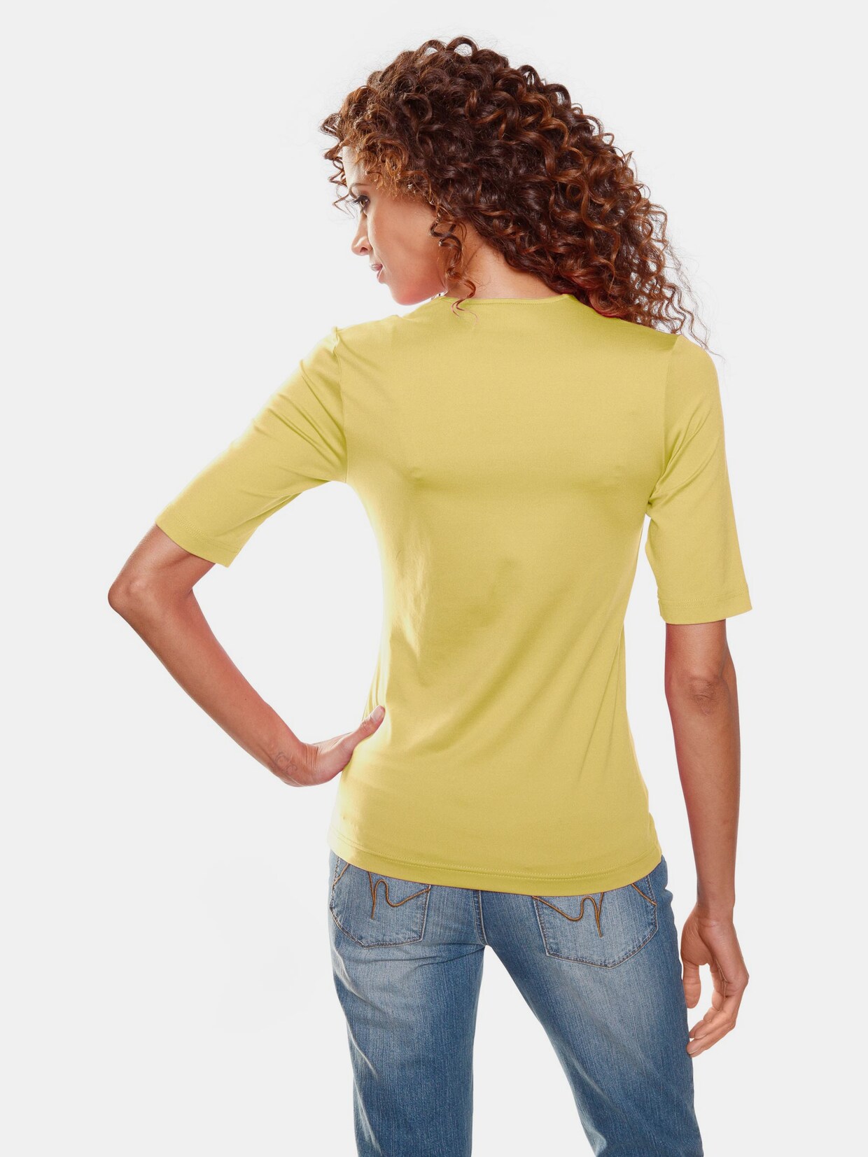 Ashley Brooke V-Shirt - gelb
