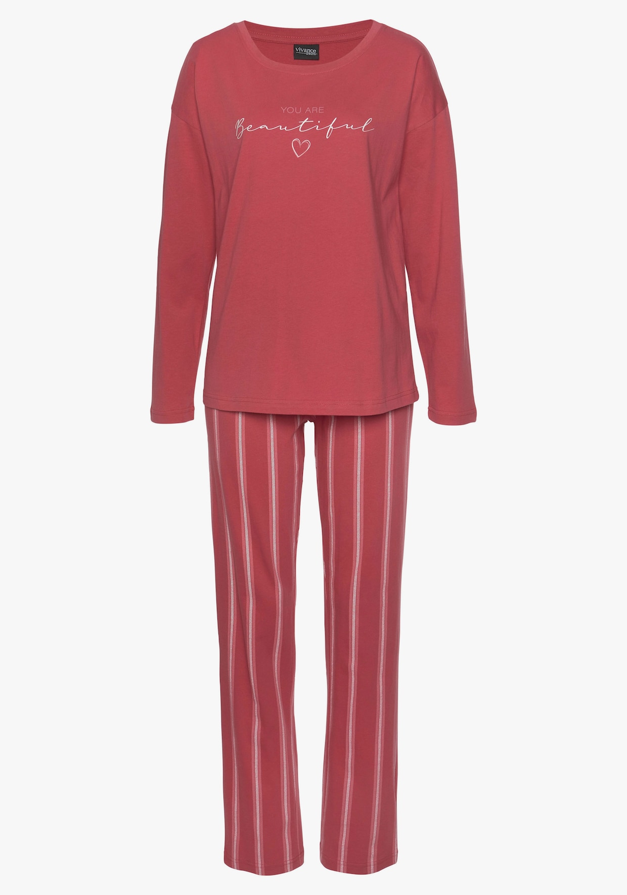 Vivance Dreams Pyjama - rot-gestreift