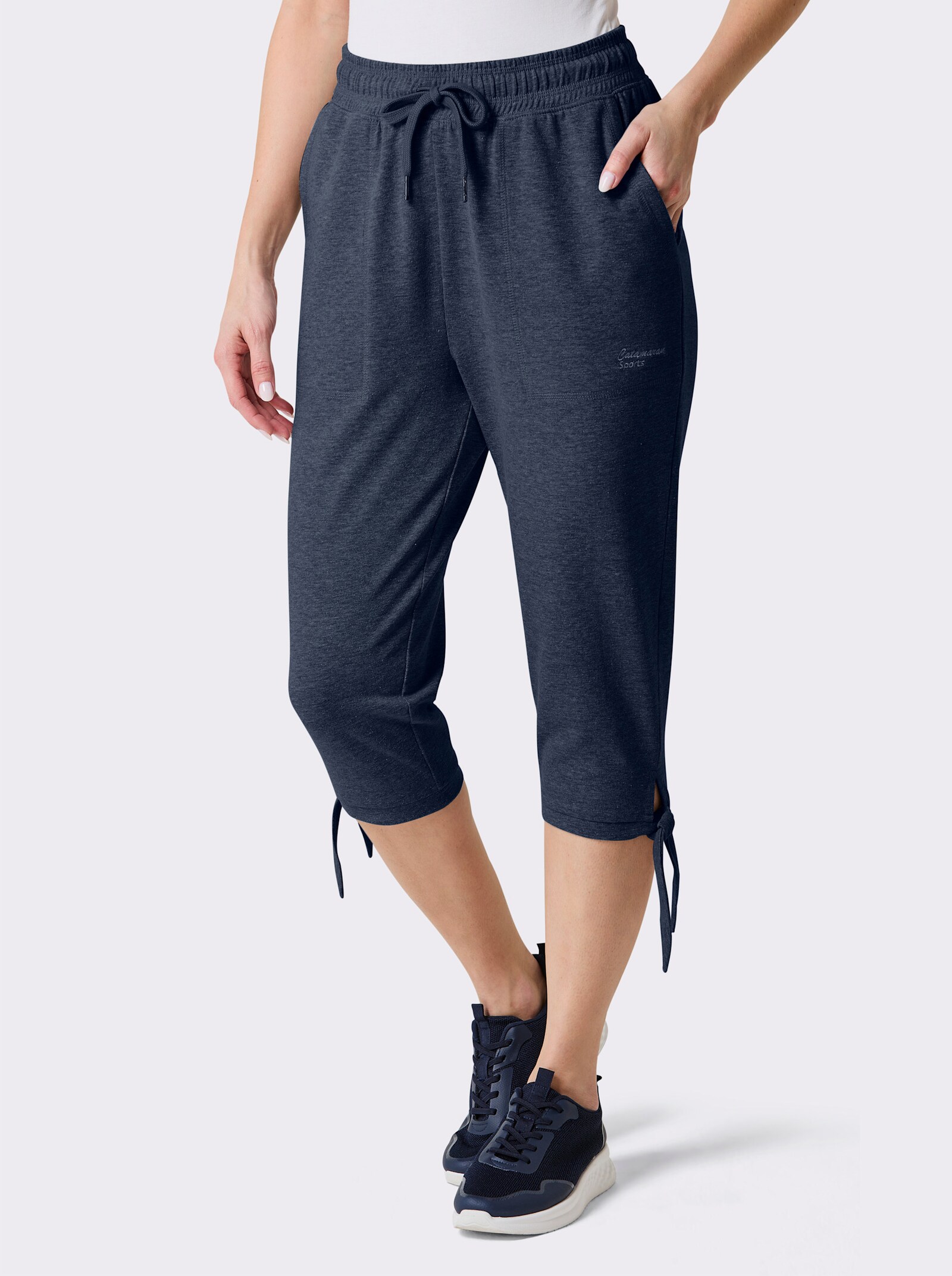 Catamaran Sports Vrijetijdsbroek met lus op de pijpzoom - donkerblauw gemêleerd