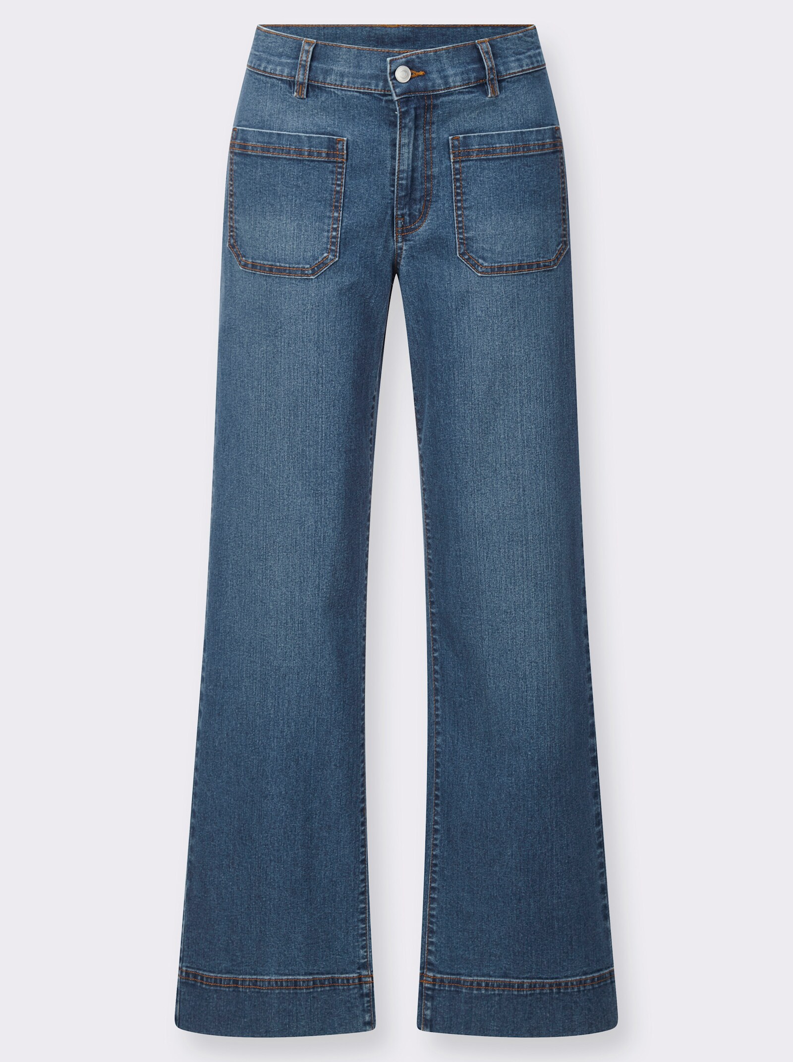 Jeans mit aufgesetzten Taschen - blue-stone-washed
