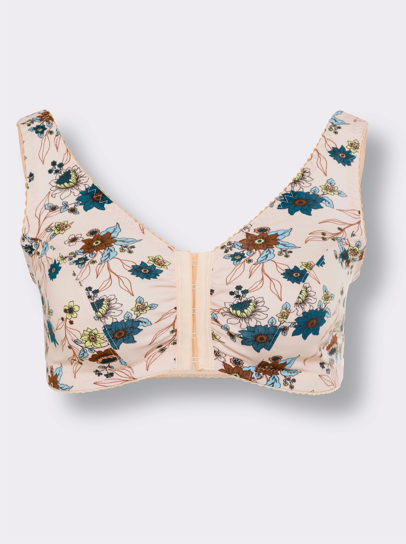 Beugelloze beha in set van 2 - aquapetrol + ivoor bedrukt