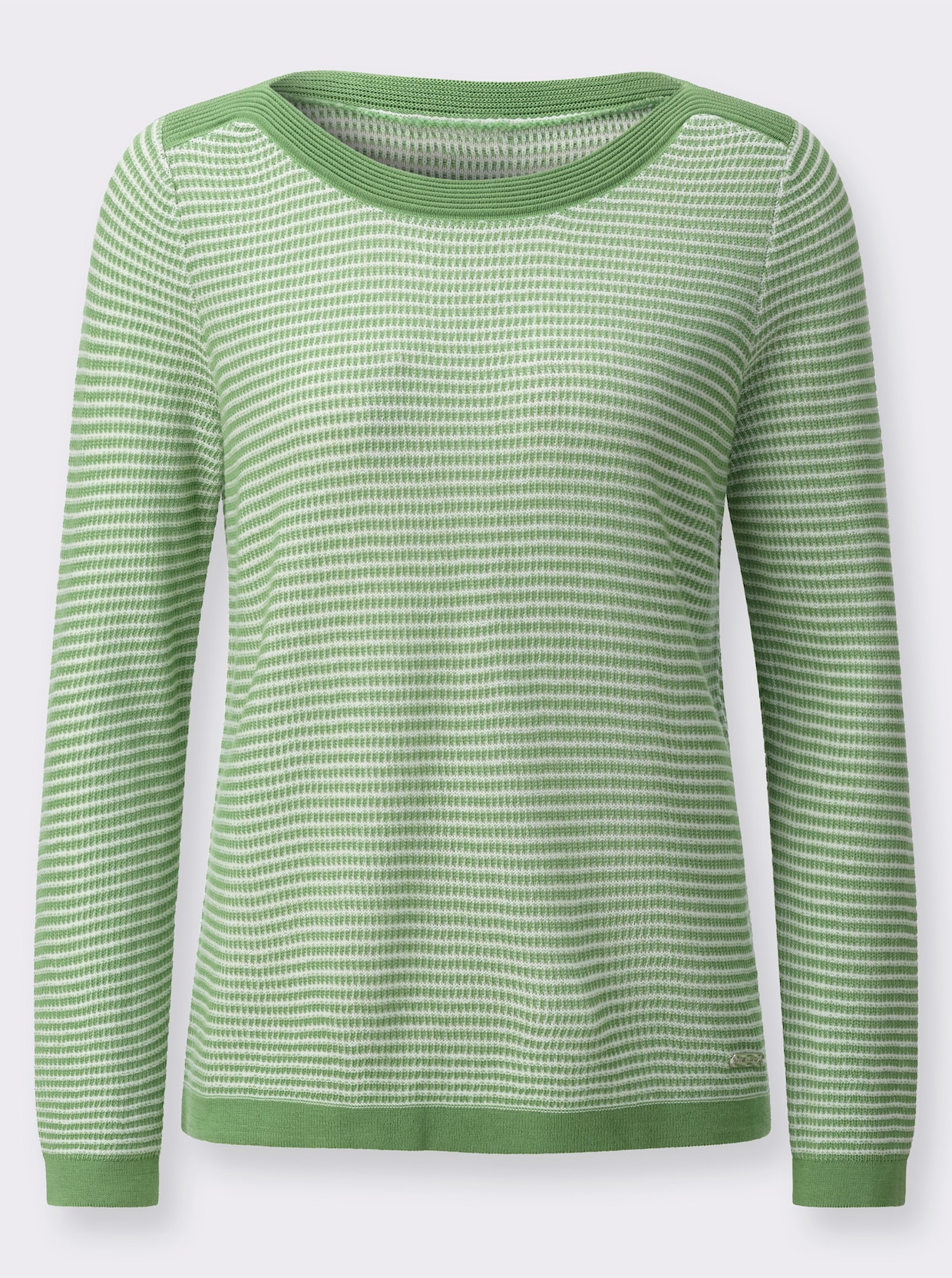 Langarm-Pullover - apfel-ecru-gemustert