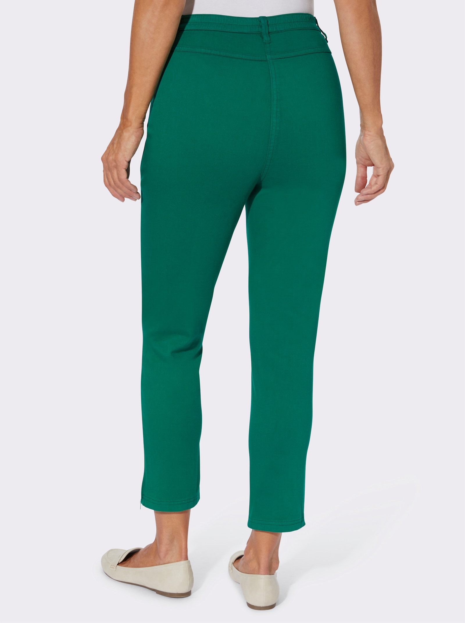 7/8-jeans met ritssluitingen opzij - groen