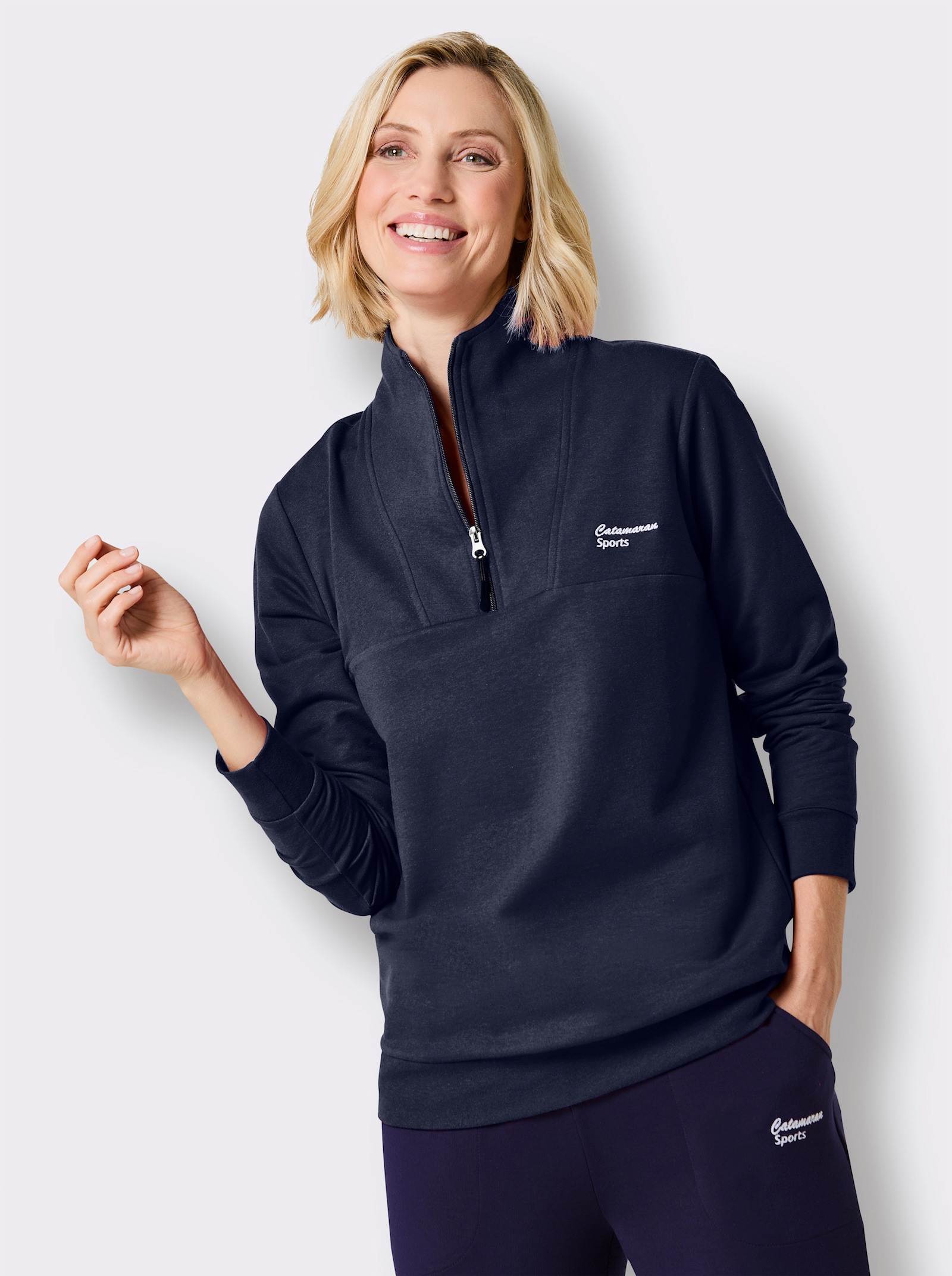 Catamaran Sports Sweatshirt mit Troyerkragen - marine