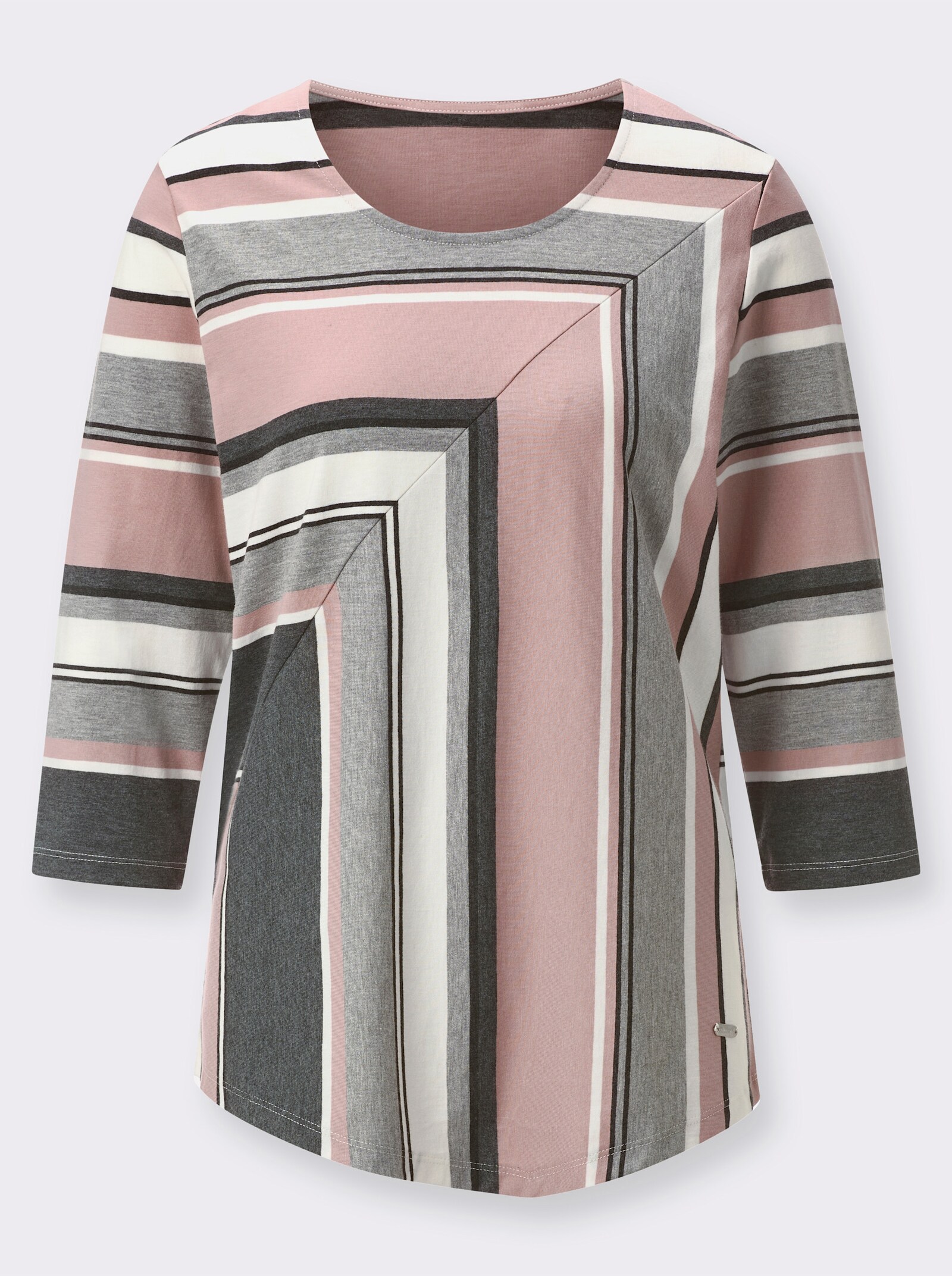 3/4-Arm-Shirt im Druck-Dessin - hortensie-ecru-geringelt