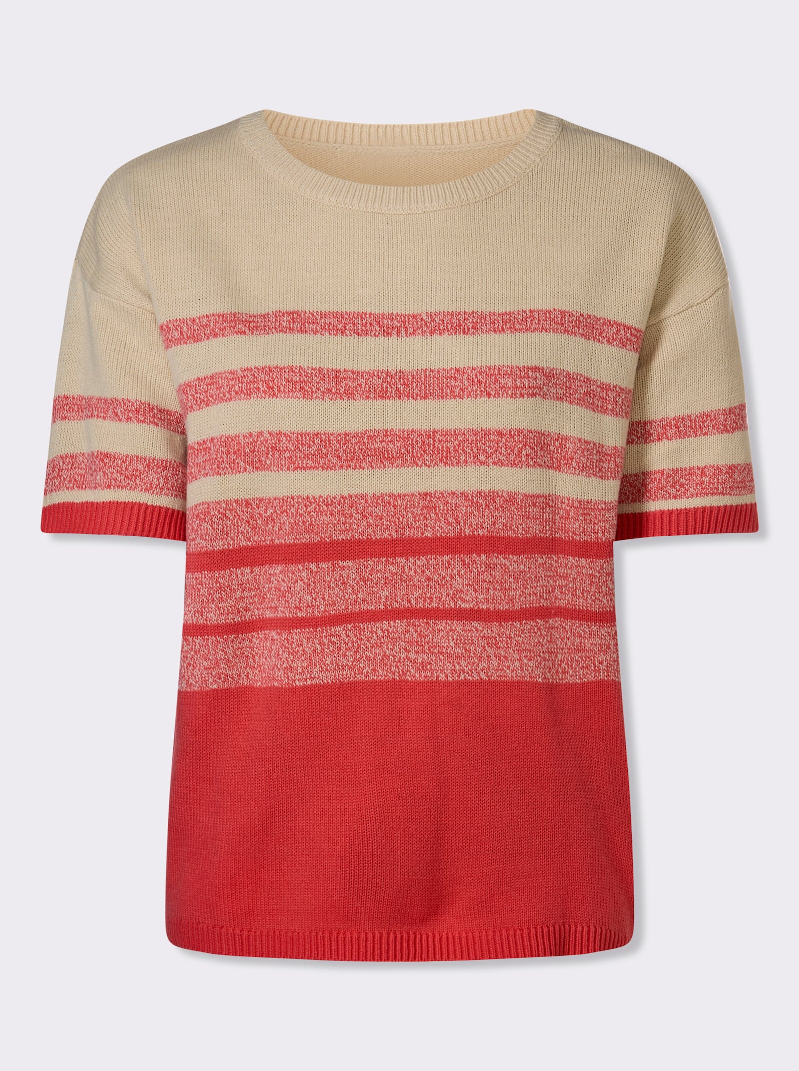Kurzarmpullover in 2-farbiger Optik - sand-hummer-gemustert