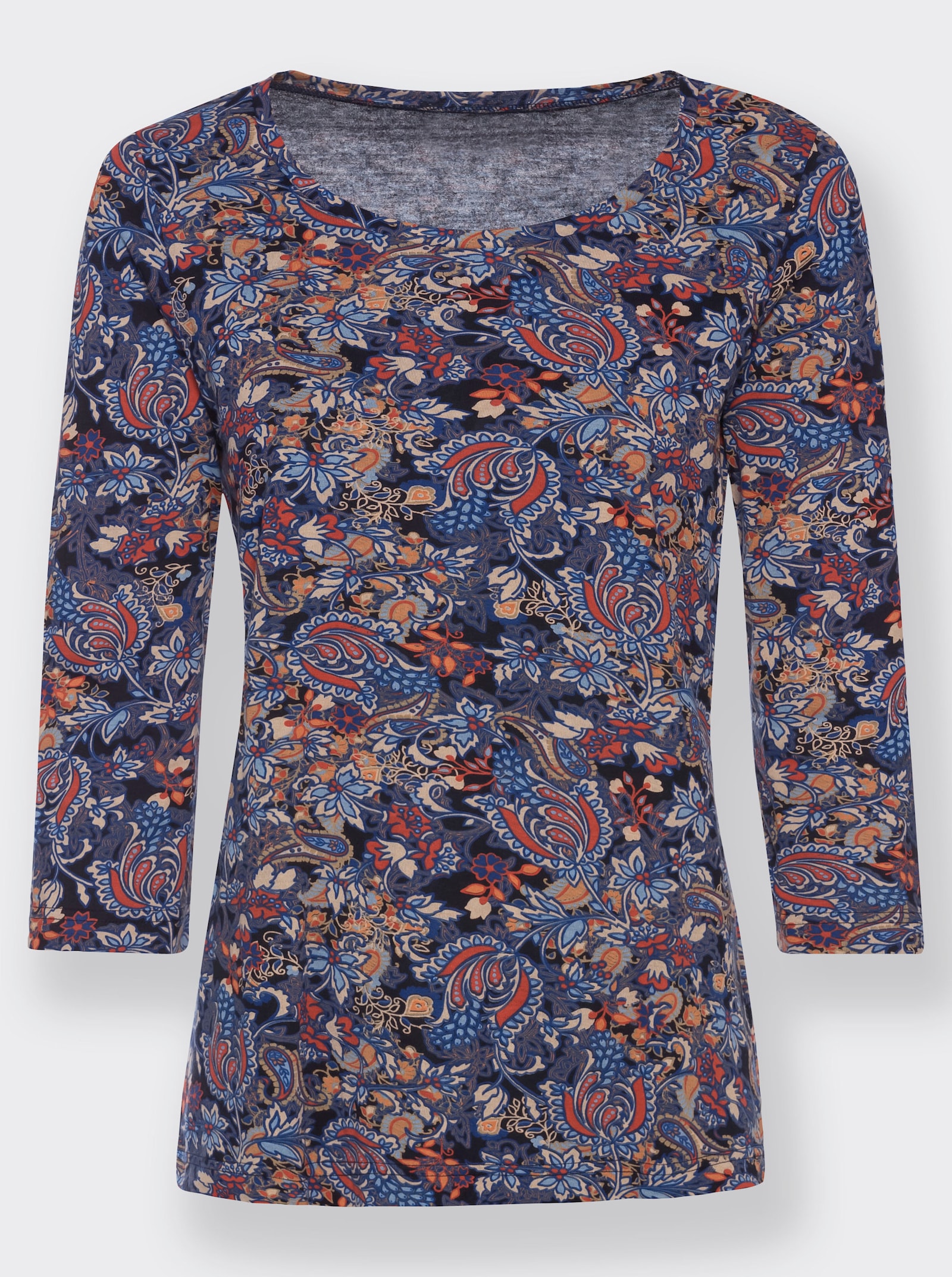 Print-Shirt im Blütenmuster - marine-terra-bedruckt