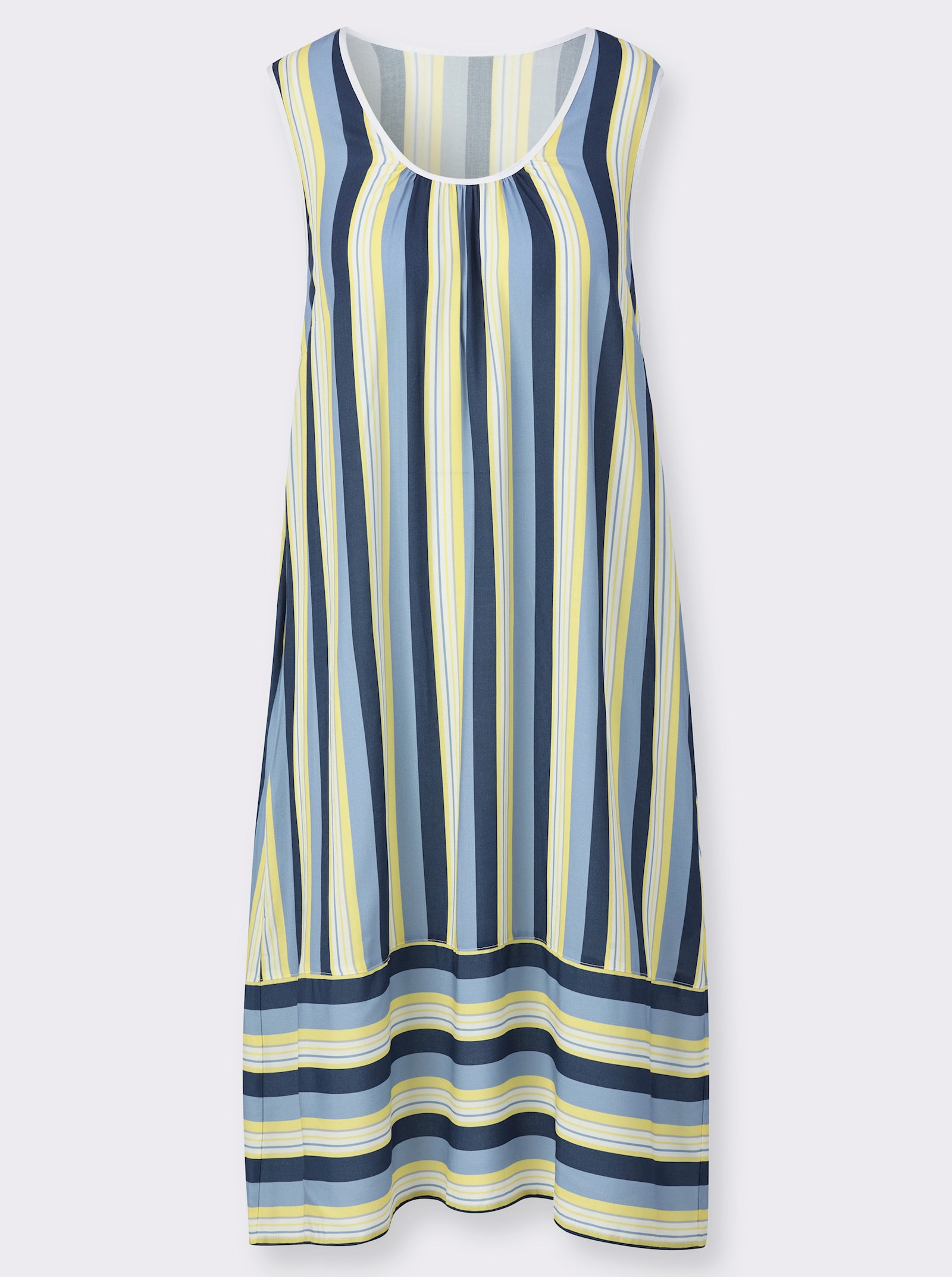 Sommerkleid im Streifenmix - dunkelblau-zitrone-gestreift