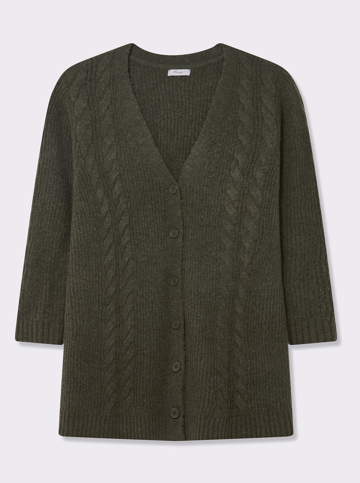 sheego Cardigan - khaki-ecru-meliert