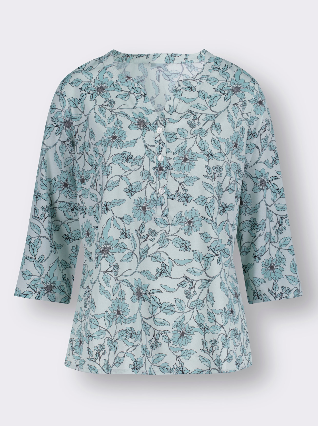Comfortabele blouse - zacht mint/mint bedrukt
