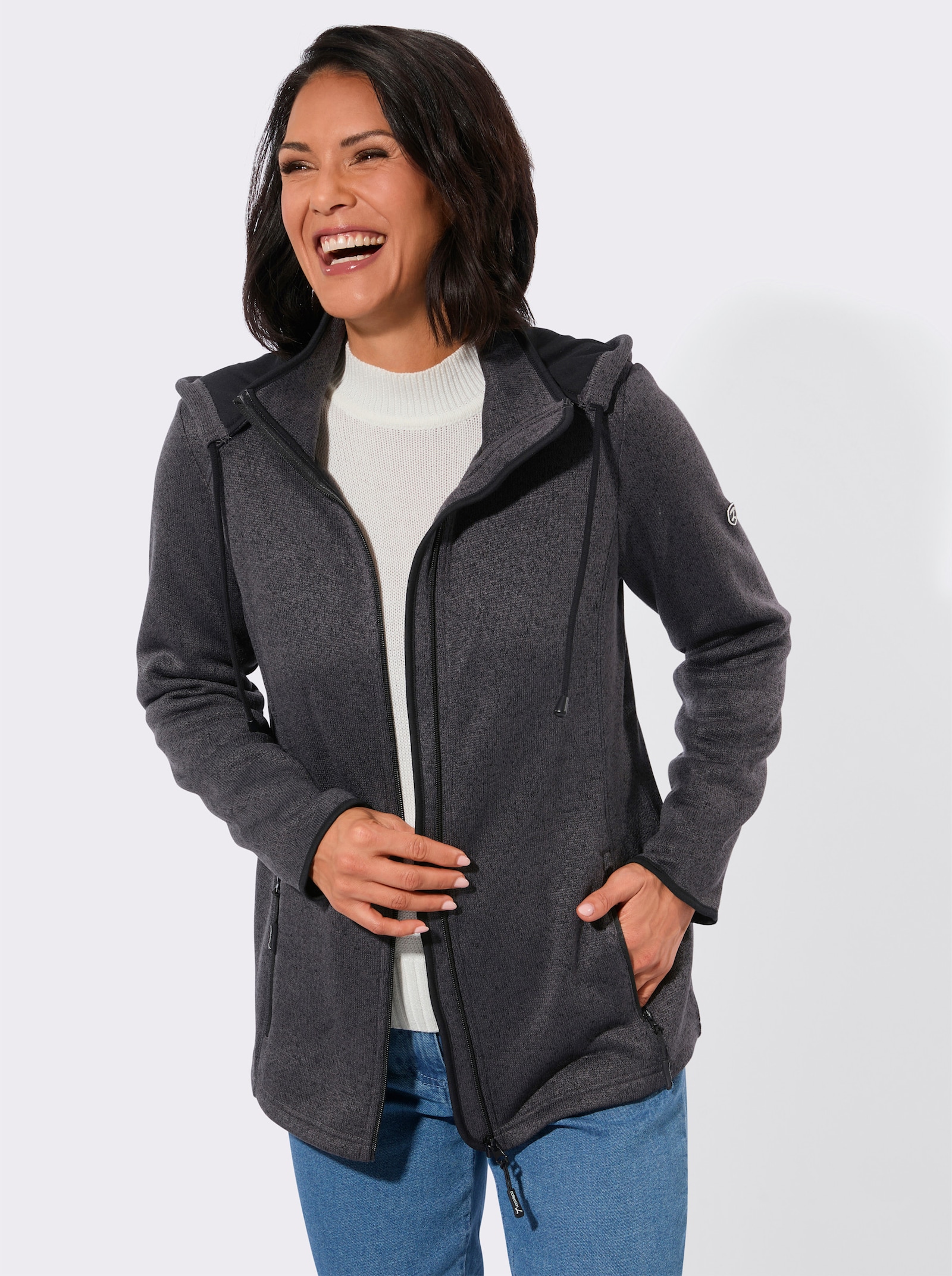 Fleecejacke mit Antipilling-Ausrüstung - anthrazit-meliert