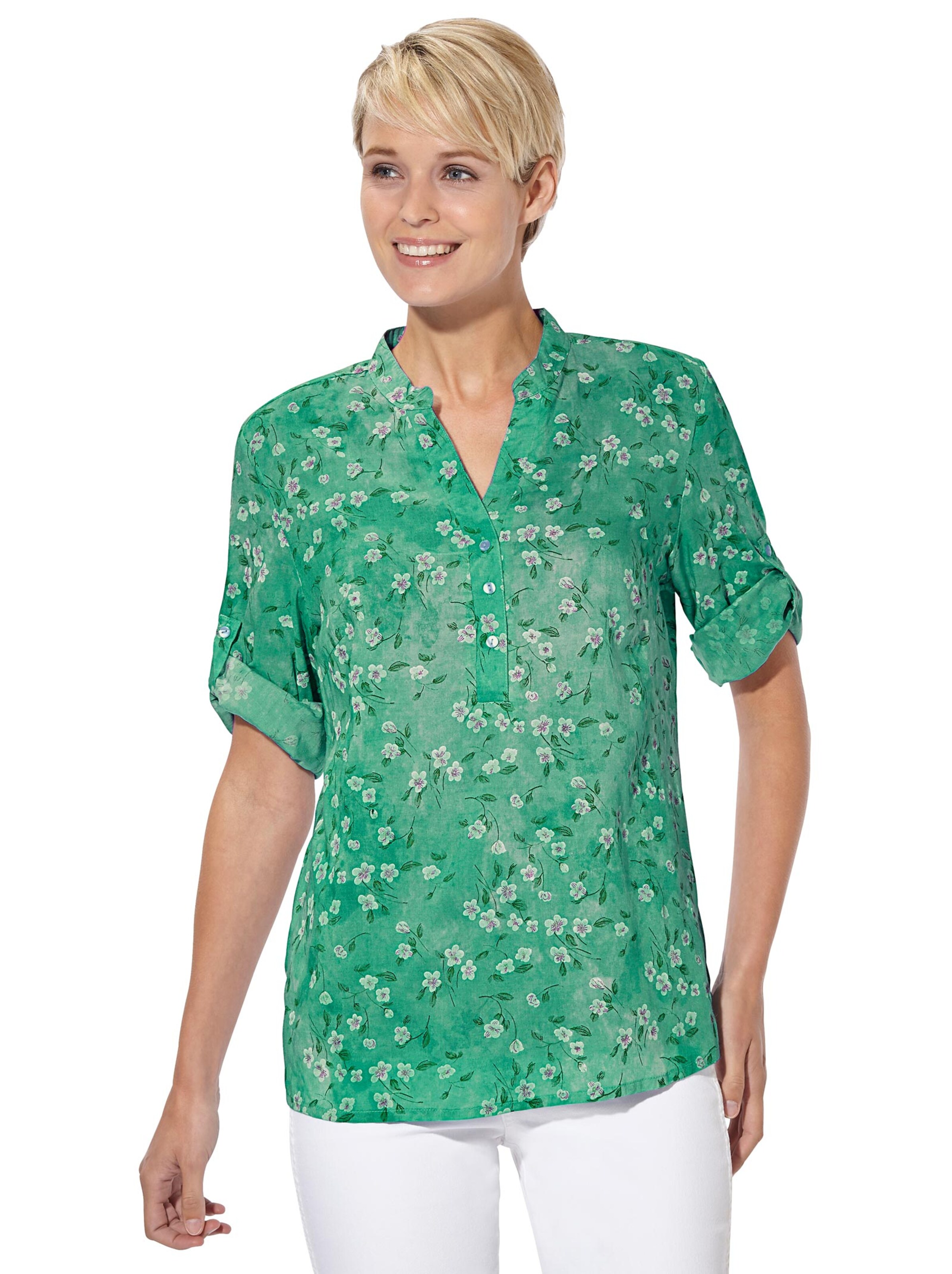 Bluse - smaragd-bedruckt