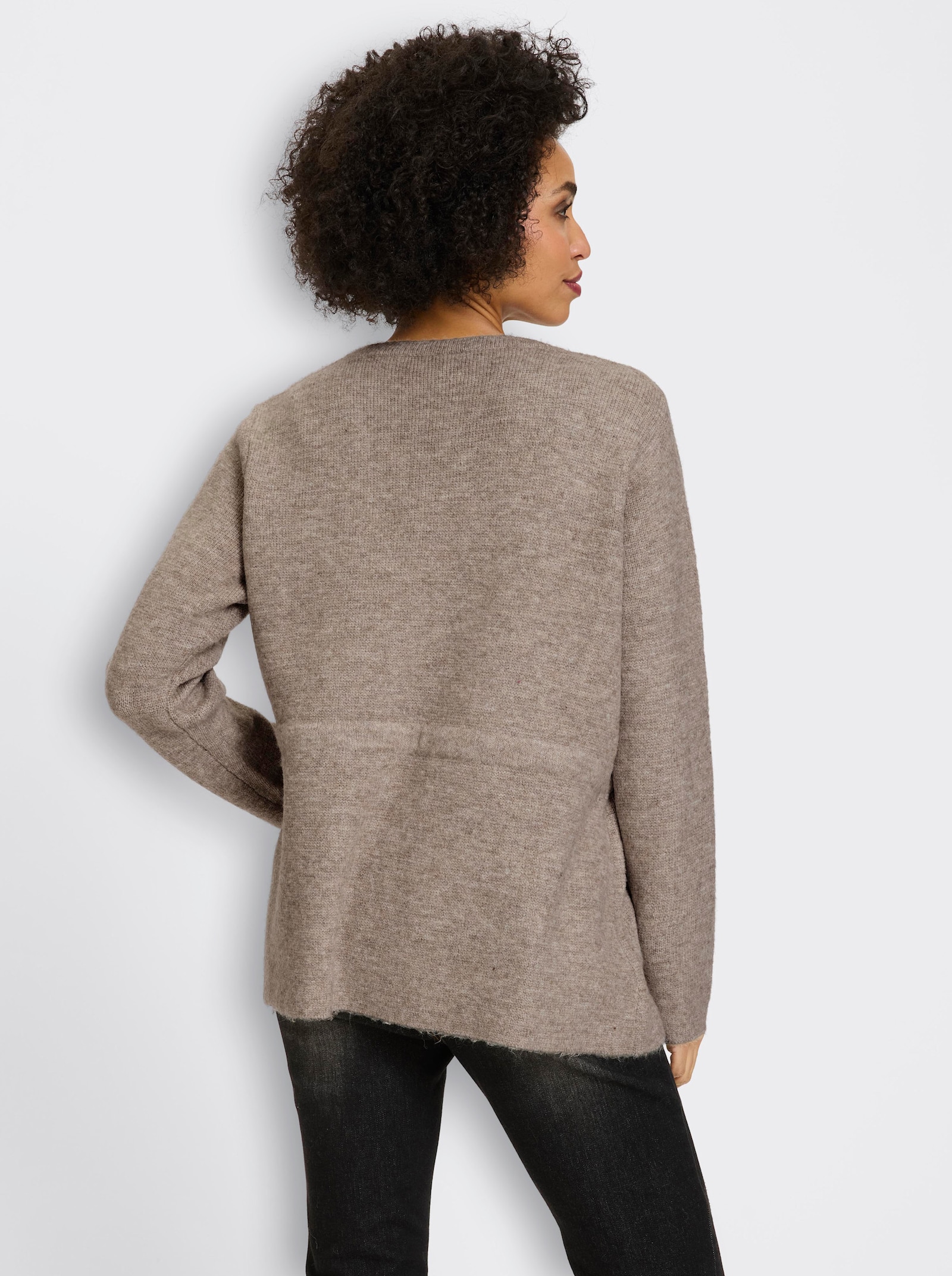 heine Vest met bindstrik - sesam gemêleerd