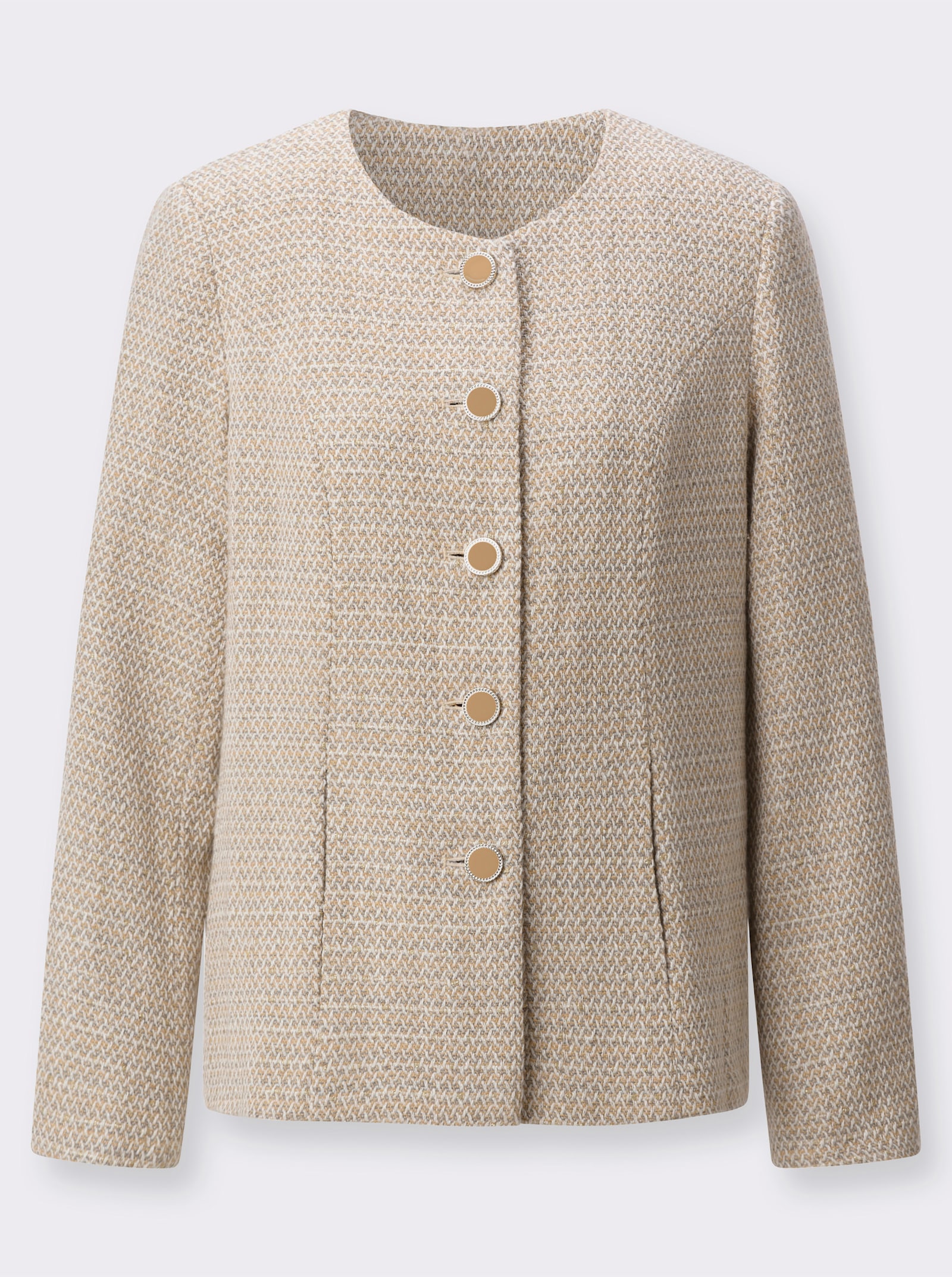 Bouclé-Blazer mit Glanzgarn - ecru-grau-gemustert