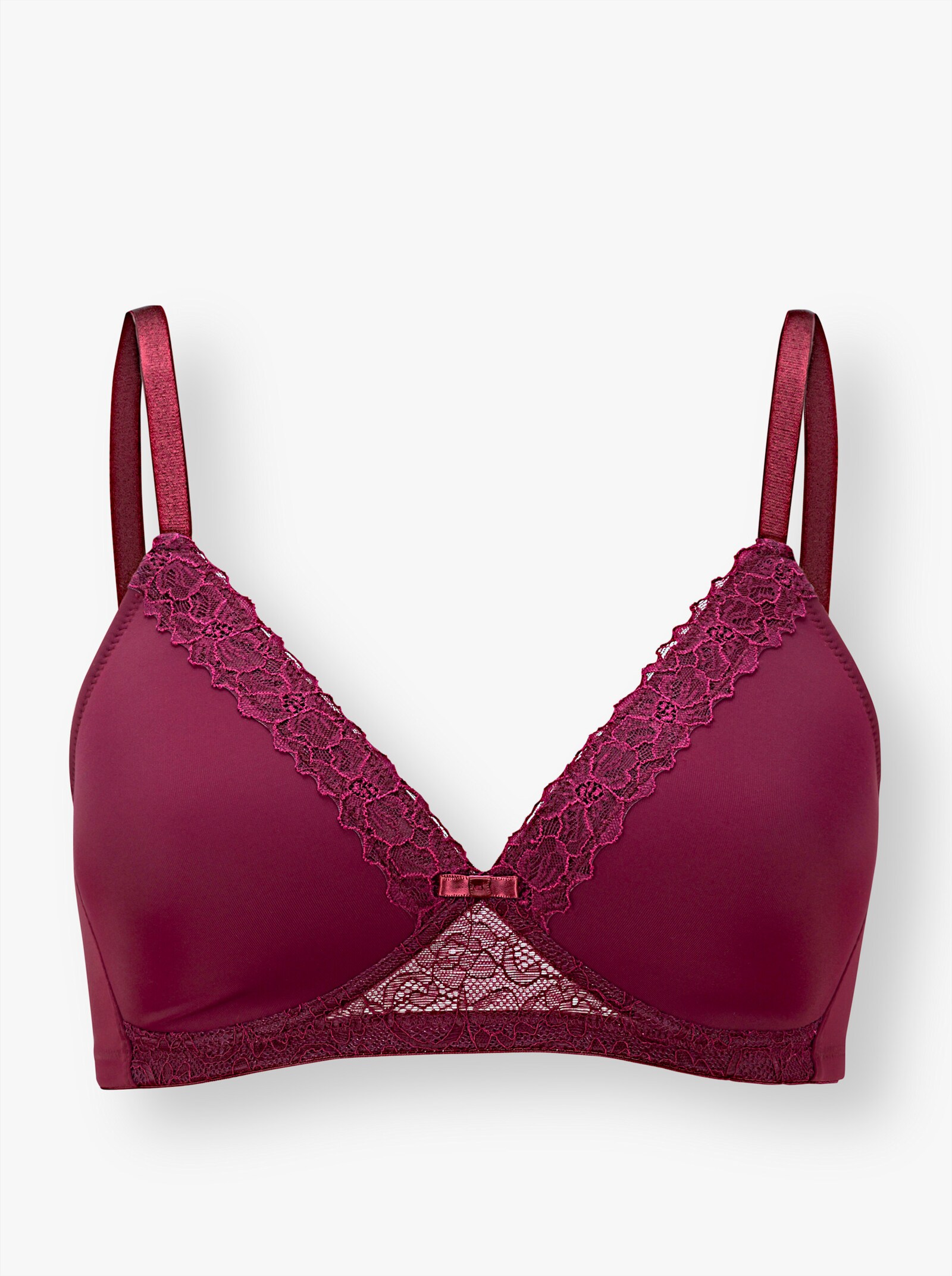wäschepur T-Shirt-BH ohne Bügel mit floraler Spitze - marine + bordeaux