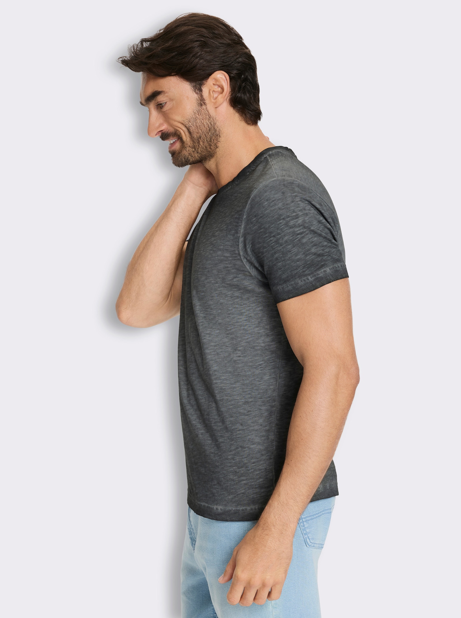 Kurzarmshirt aus reiner Baumwolle - schwarz