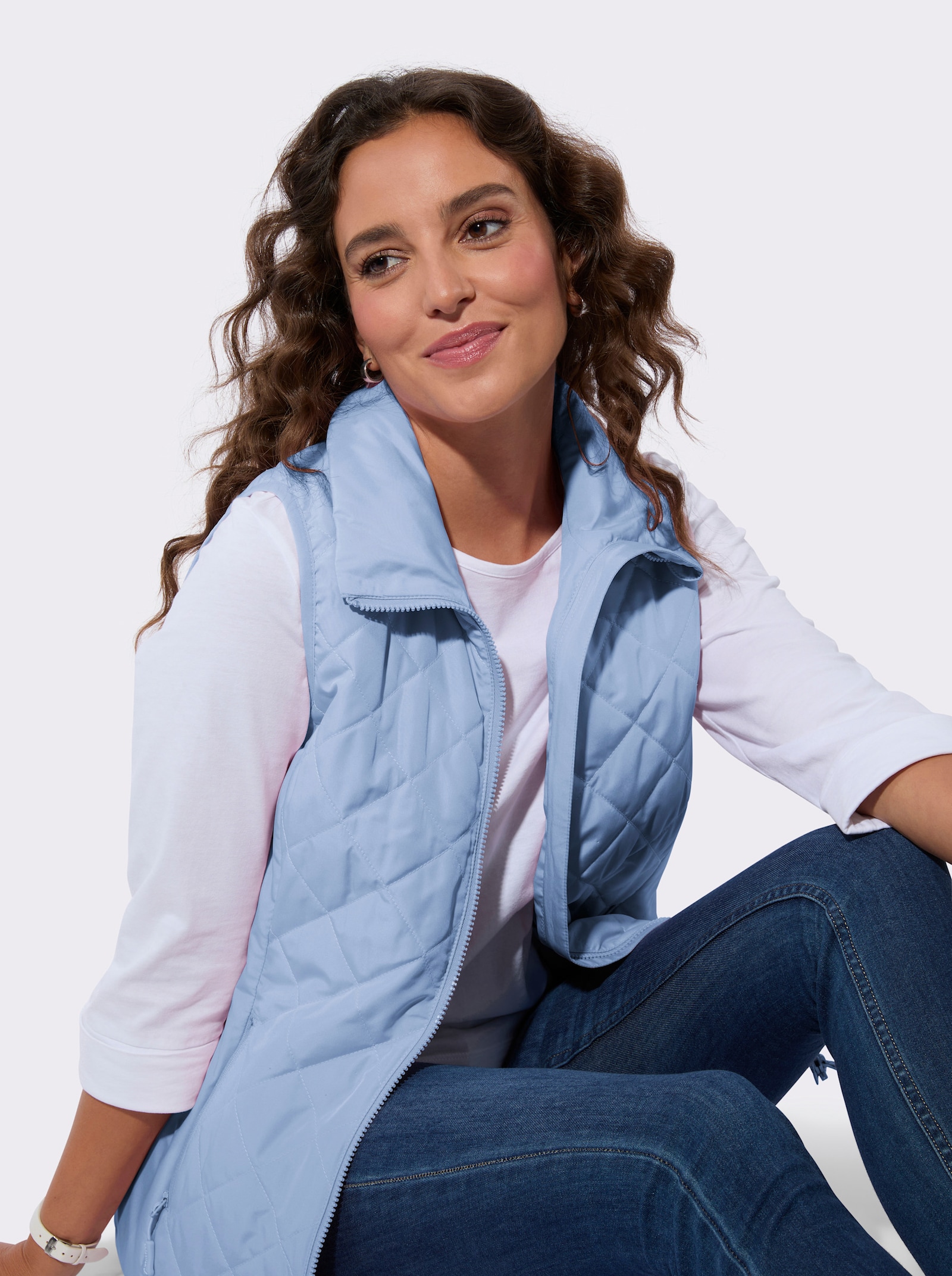 Steppweste in Microfaser-Qualität - eisblau