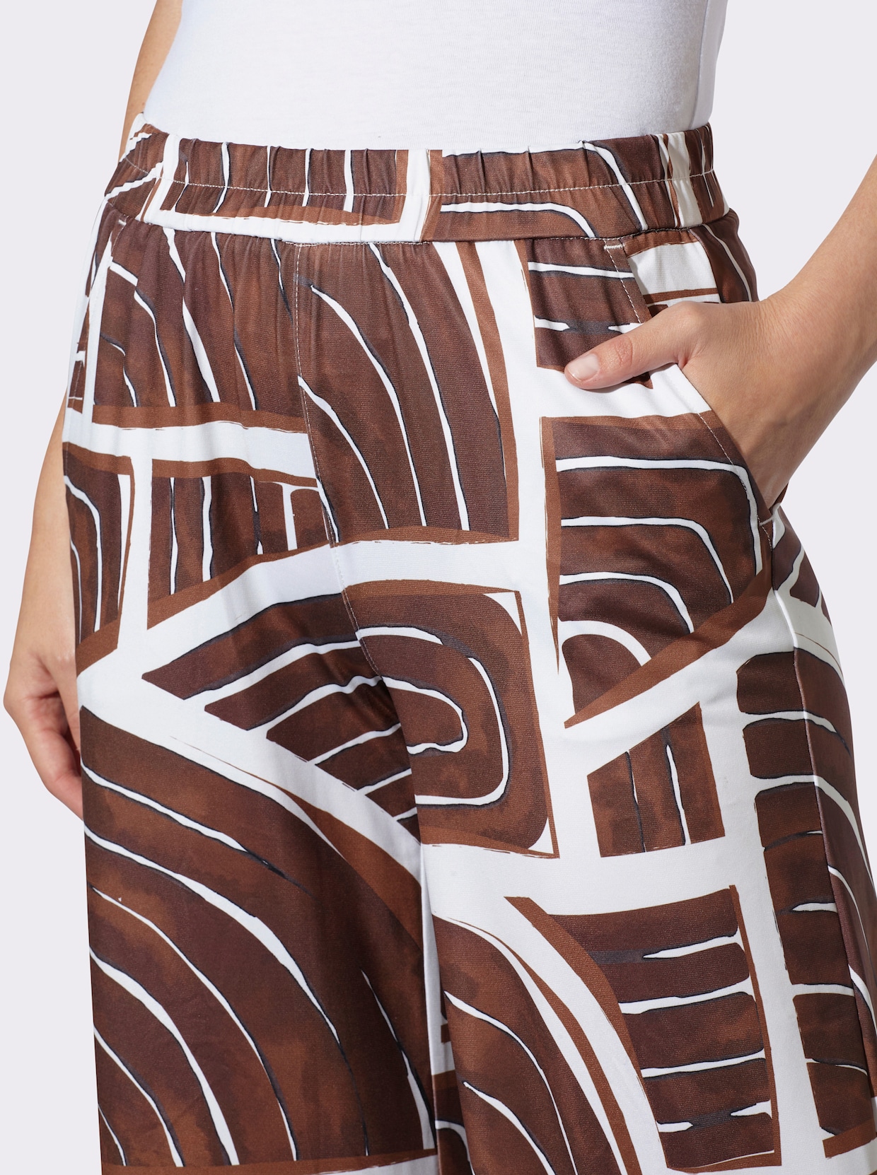 heine Druckhose - schoko-ecru-bedruckt