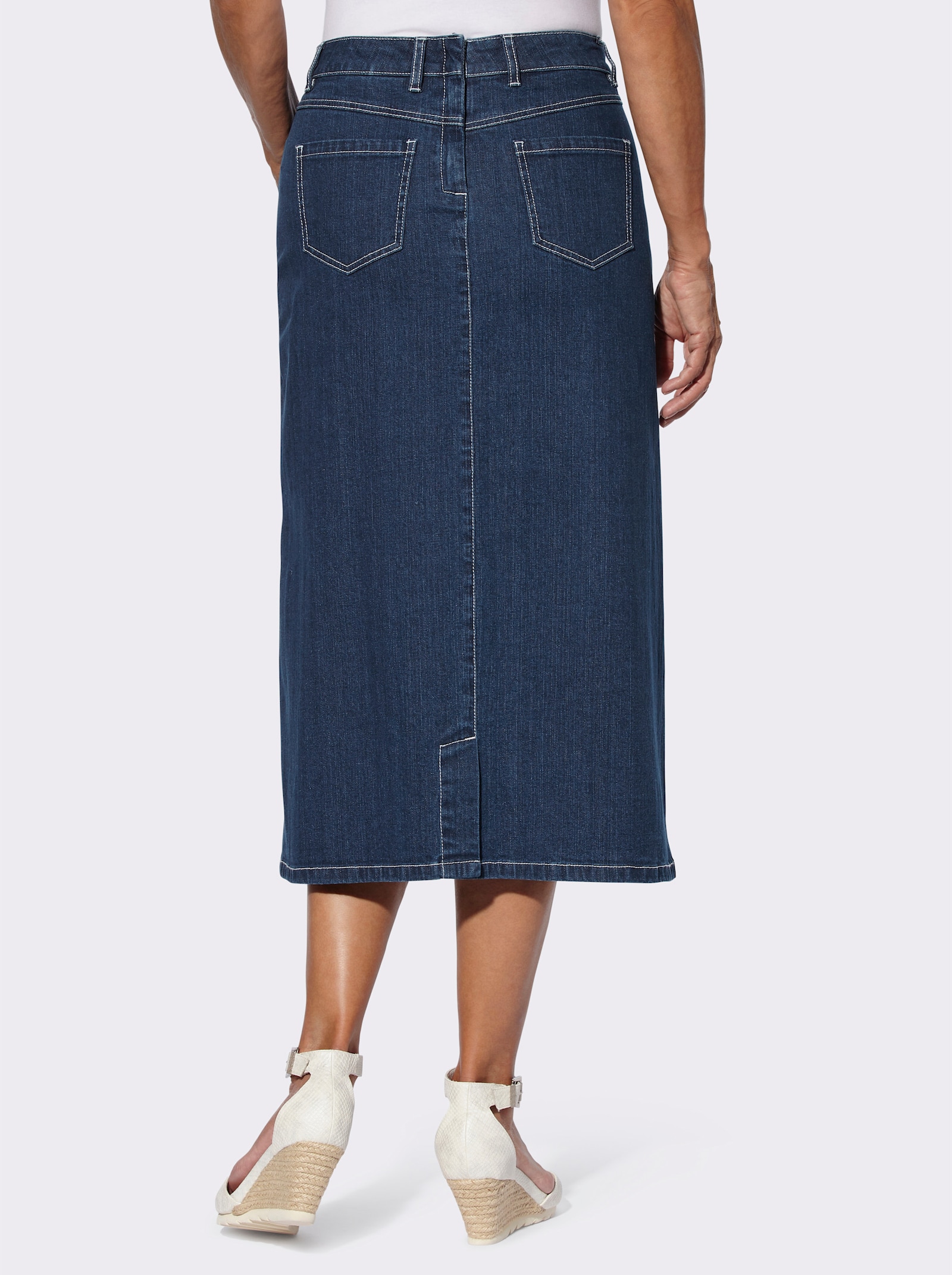 Jeansrock mit Zierknopfleiste - blue-stone-washed