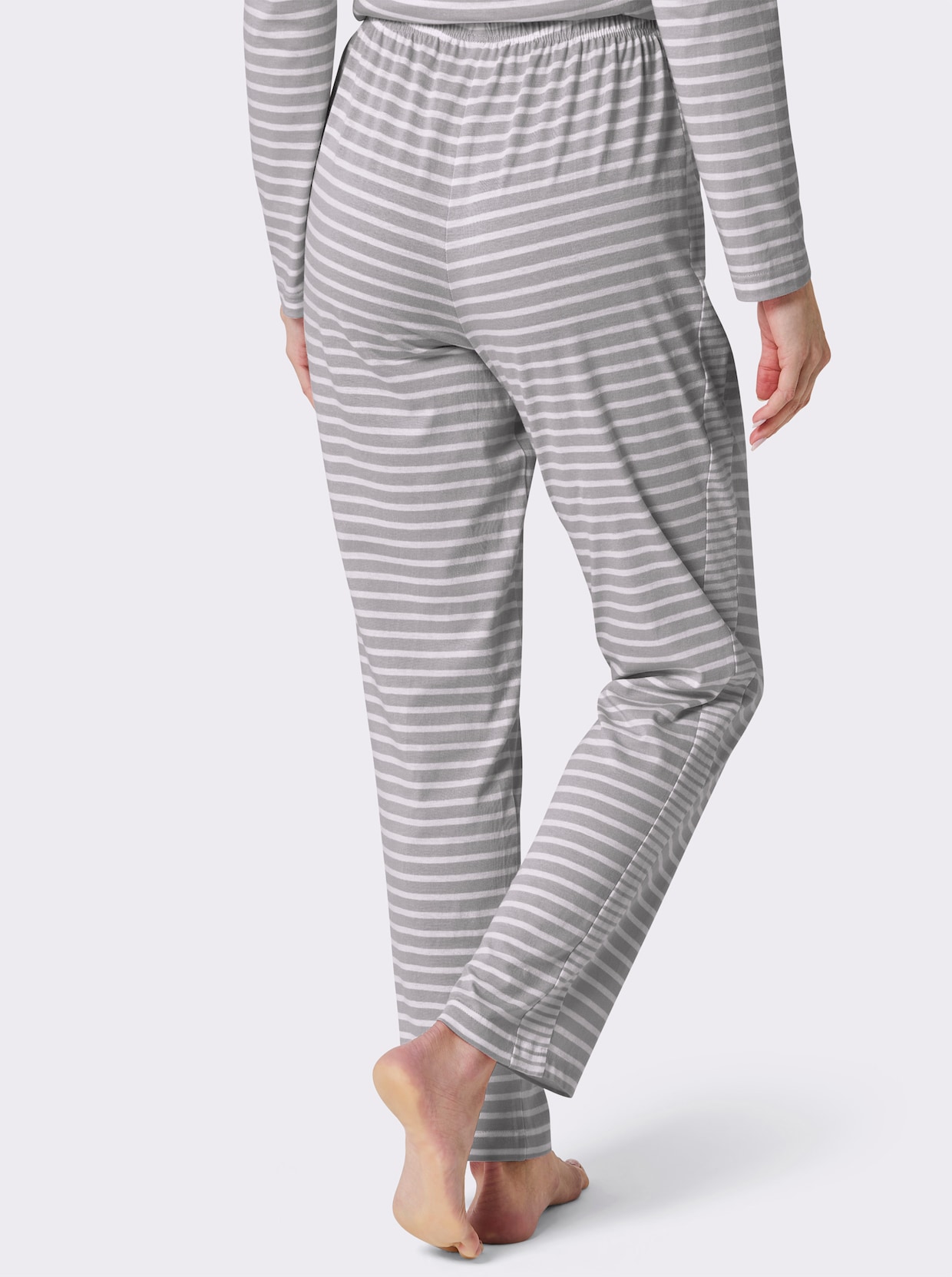 wäschepur Schlafanzug-Hose - steingrau-weiß-geringelt