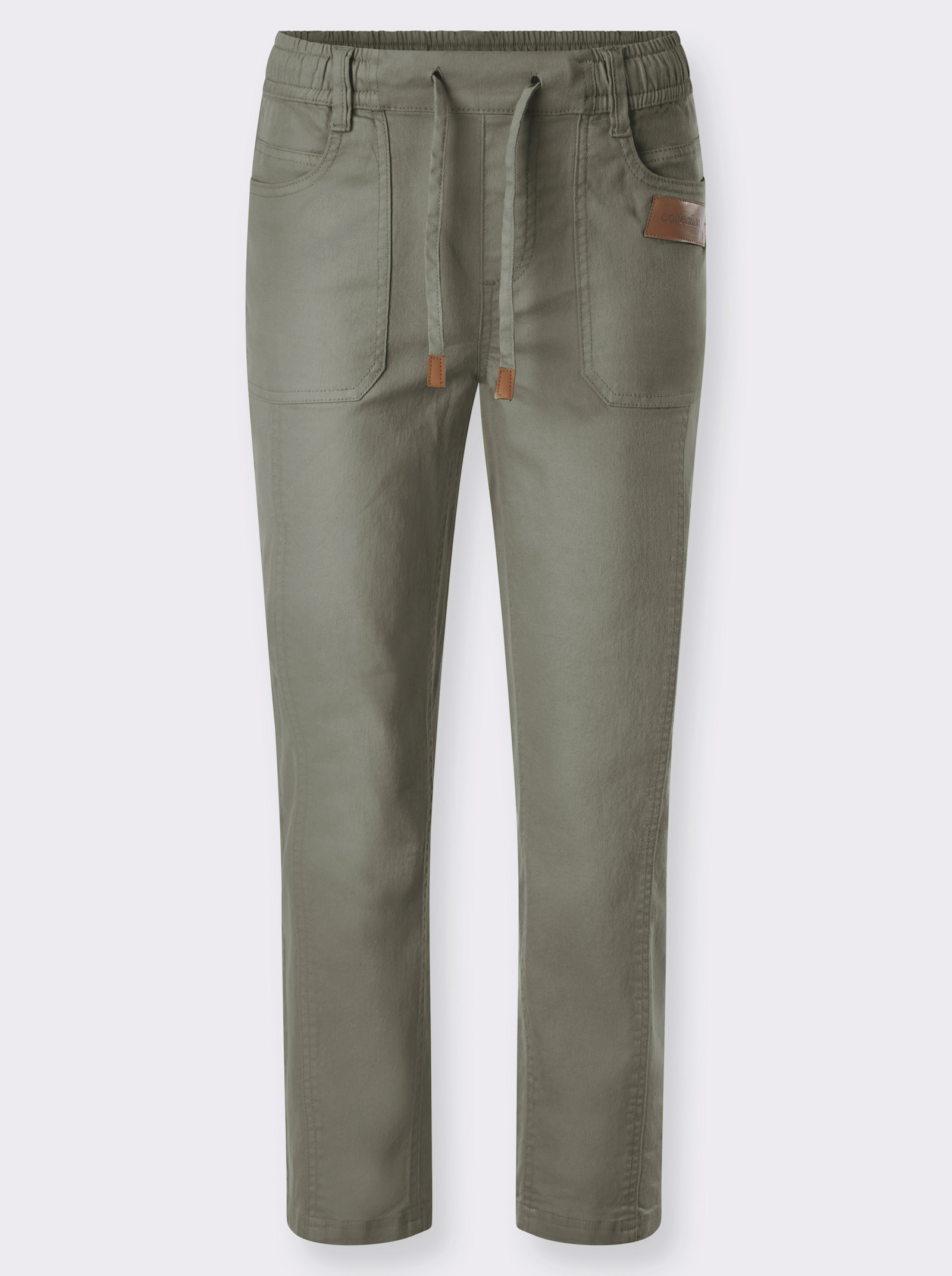 7/8-Jeans mit bequemem Schlupfbund - khaki