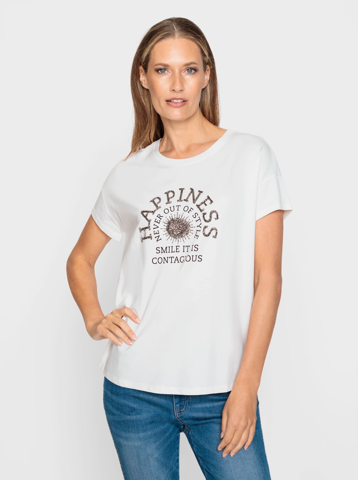 heine Shirt met korte mouwen - ecru