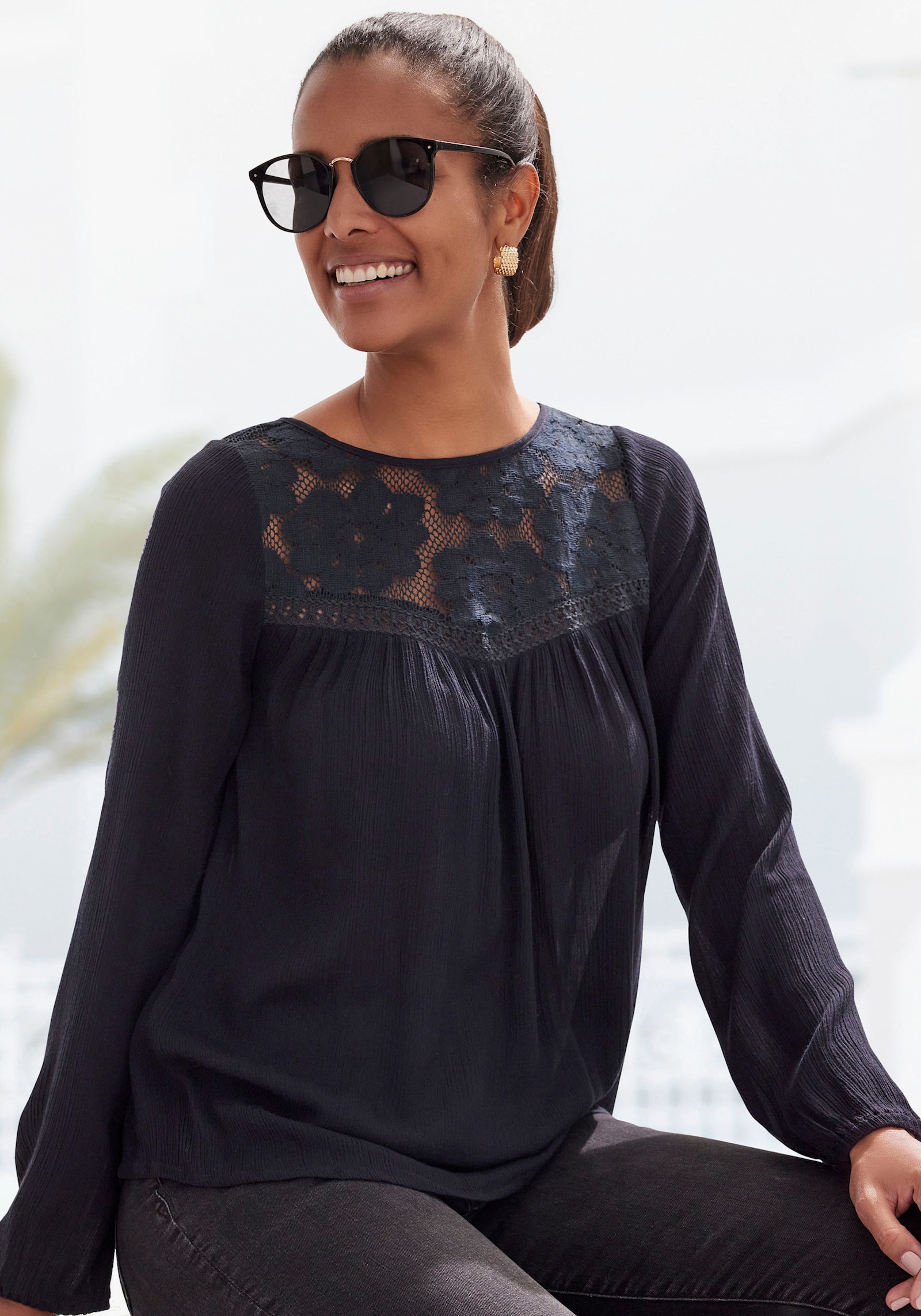 Buffalo Spitzenbluse - schwarz