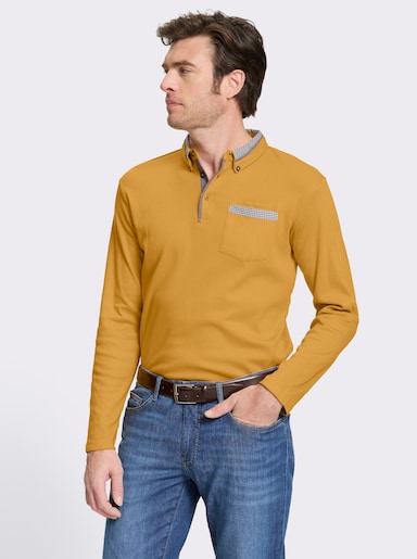 Marco Donati Langarmshirt mit Button-Down-Kragen - ocker