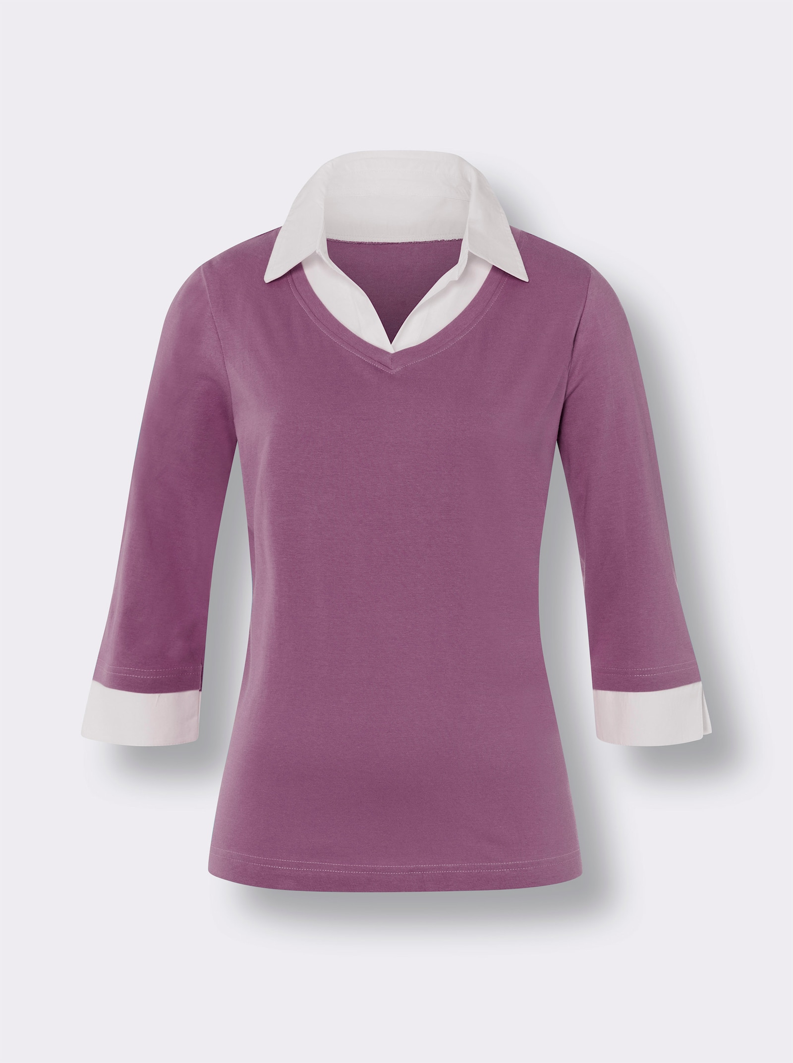 2-in-1-shirt met geweven inzet - violet