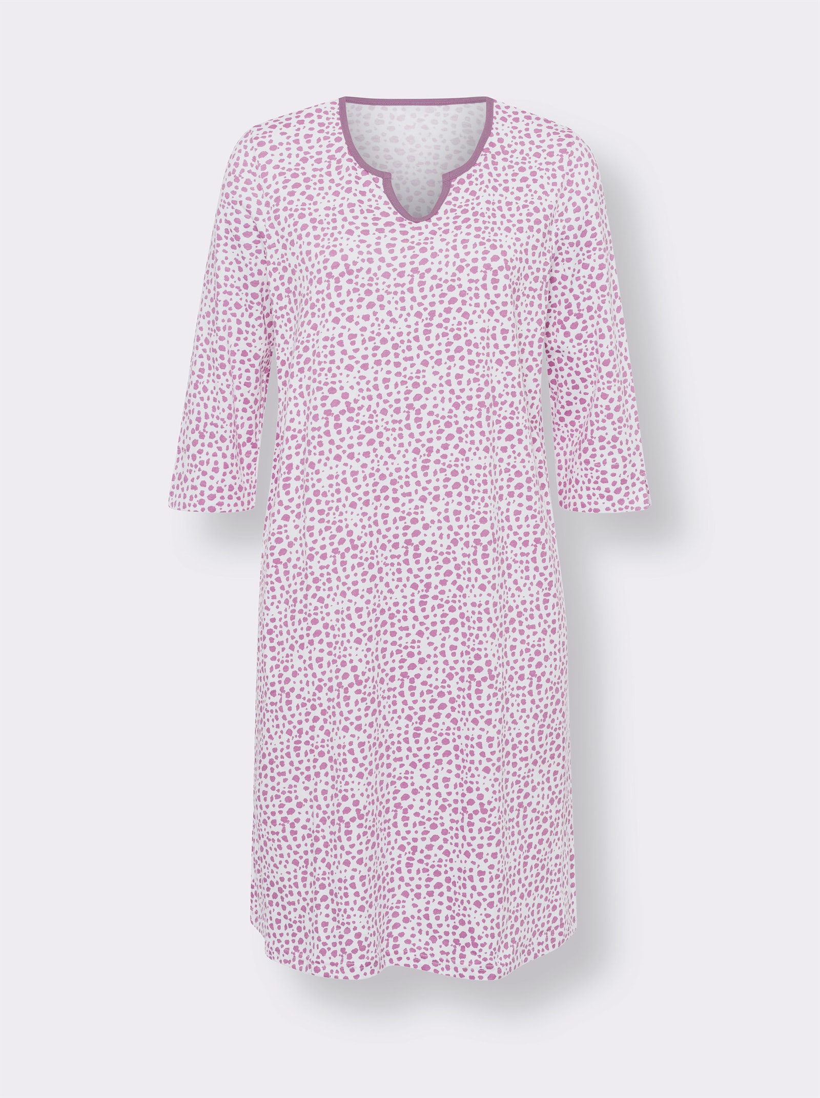 Nachthemd mit 3/4-Ärmeln, grafisch bedruckt - weiß-orchidee-bedruckt