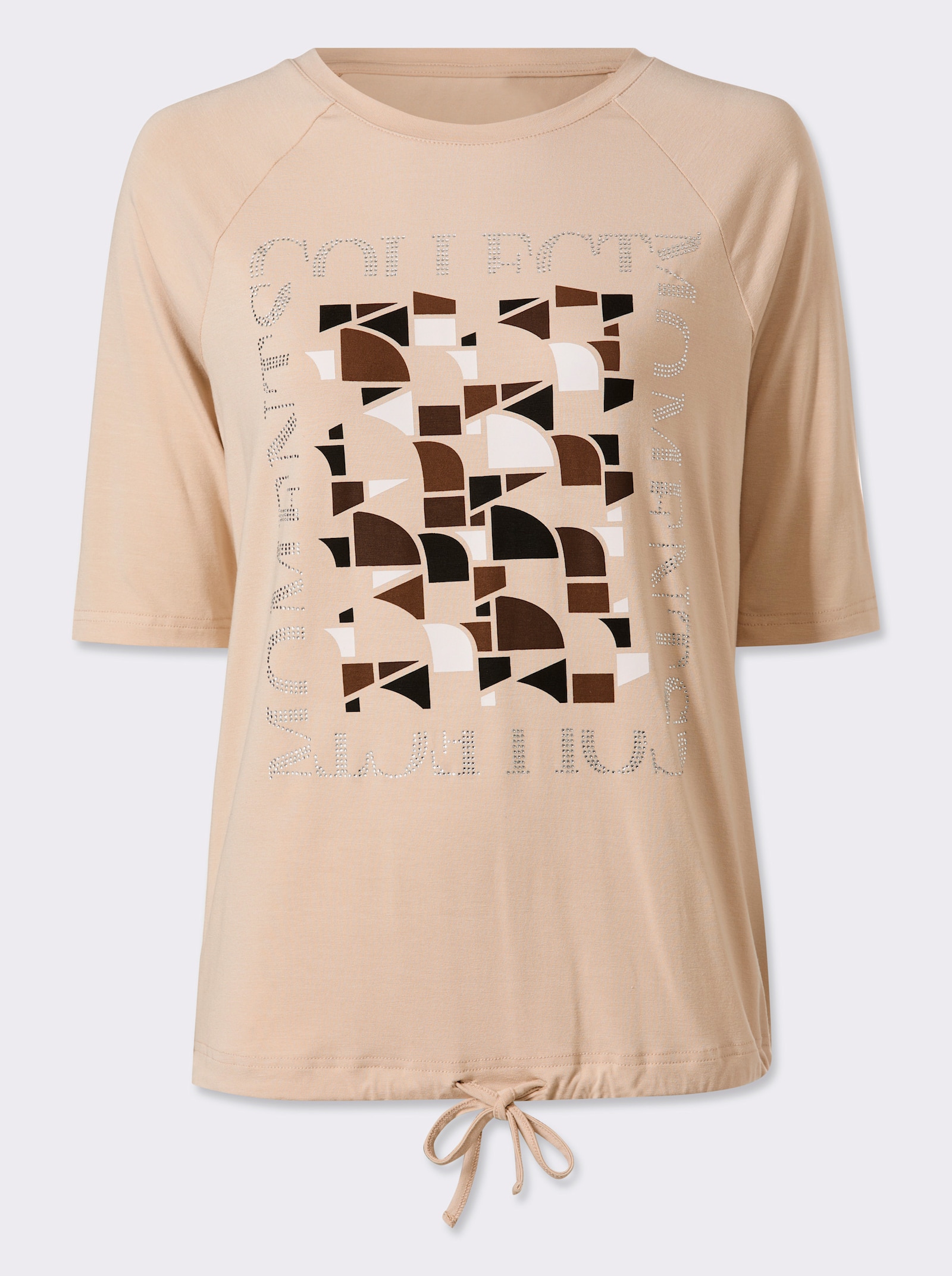 heine 3/4-Arm-Shirt mit Ziersteinchen - sand