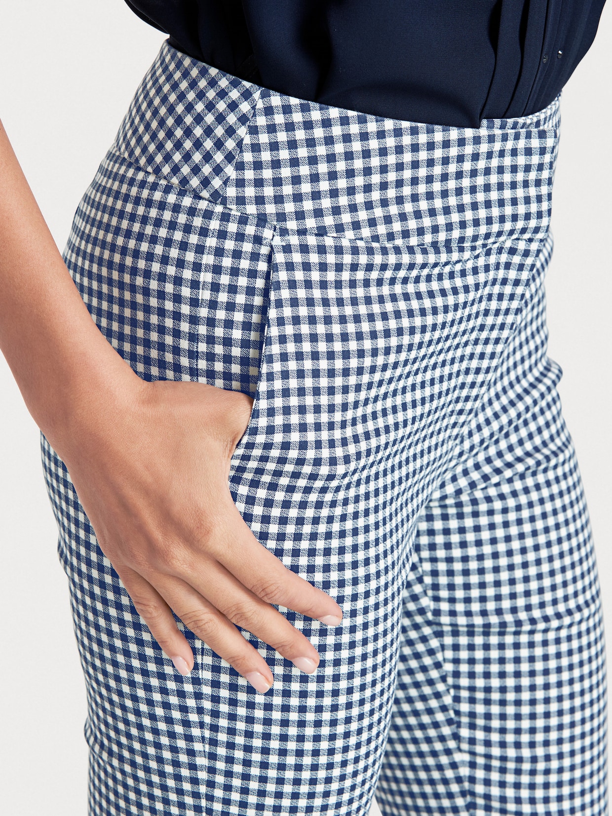 heine Broek met smalle pijpen - marine/wit