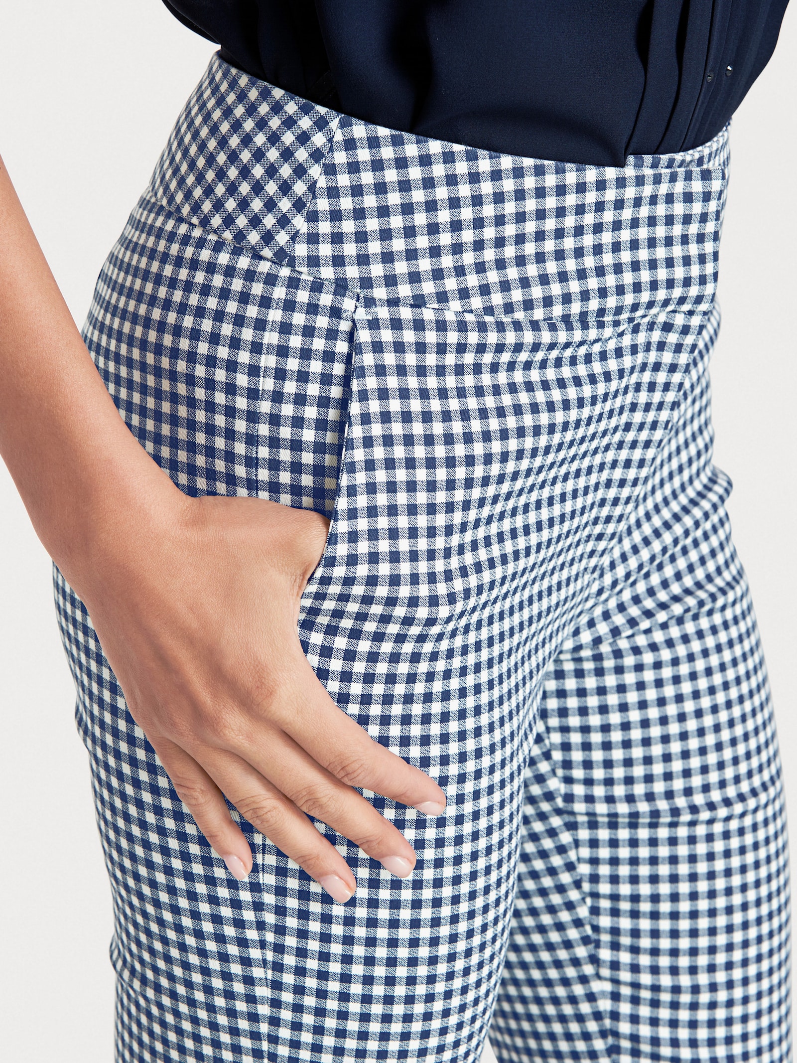 heine Broek met smalle pijpen en print - marine/wit