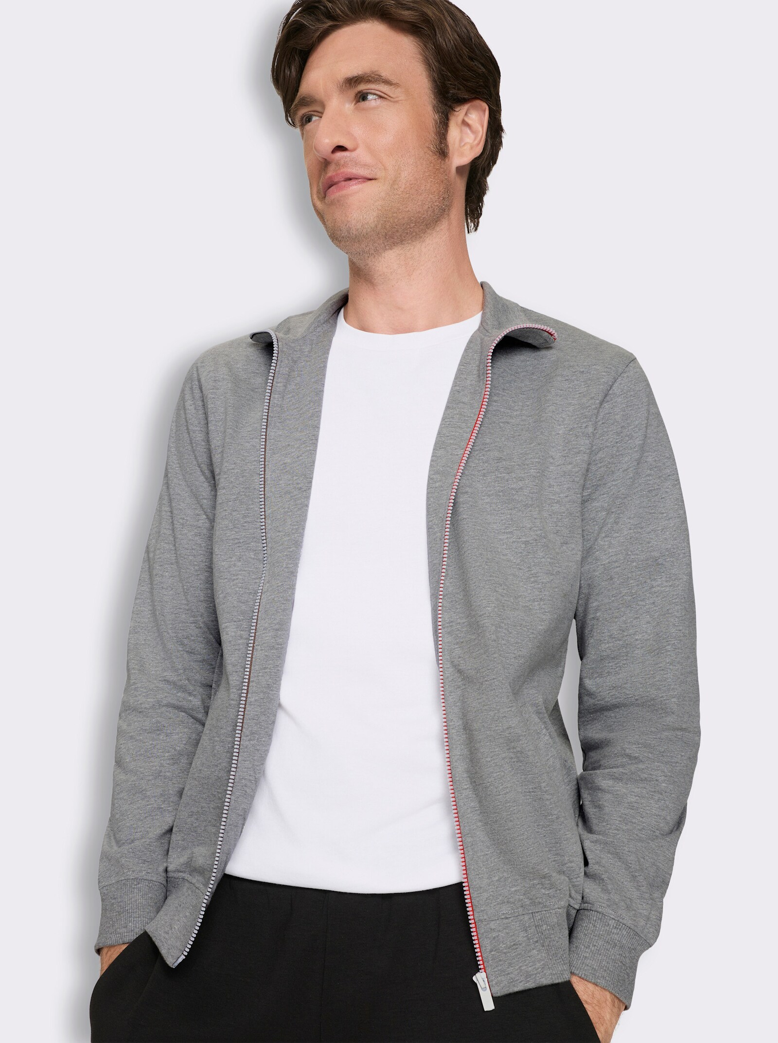 Catamaran Sports Sweatjacke mit Kontrast-Reißverschluss - grau-meliert