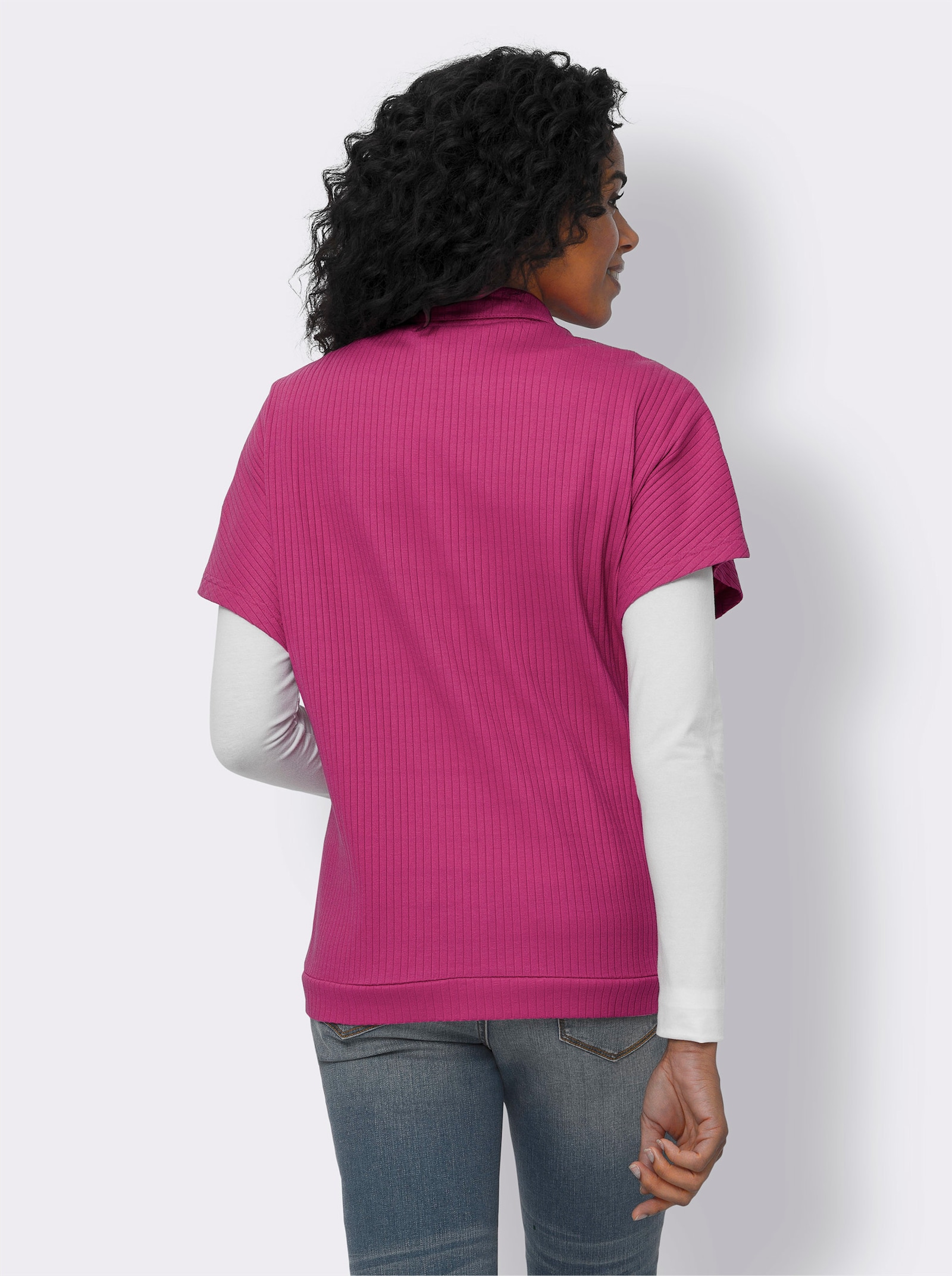 Shirtjacke in Ripp-Qualität mit Baumwolle - fuchsia