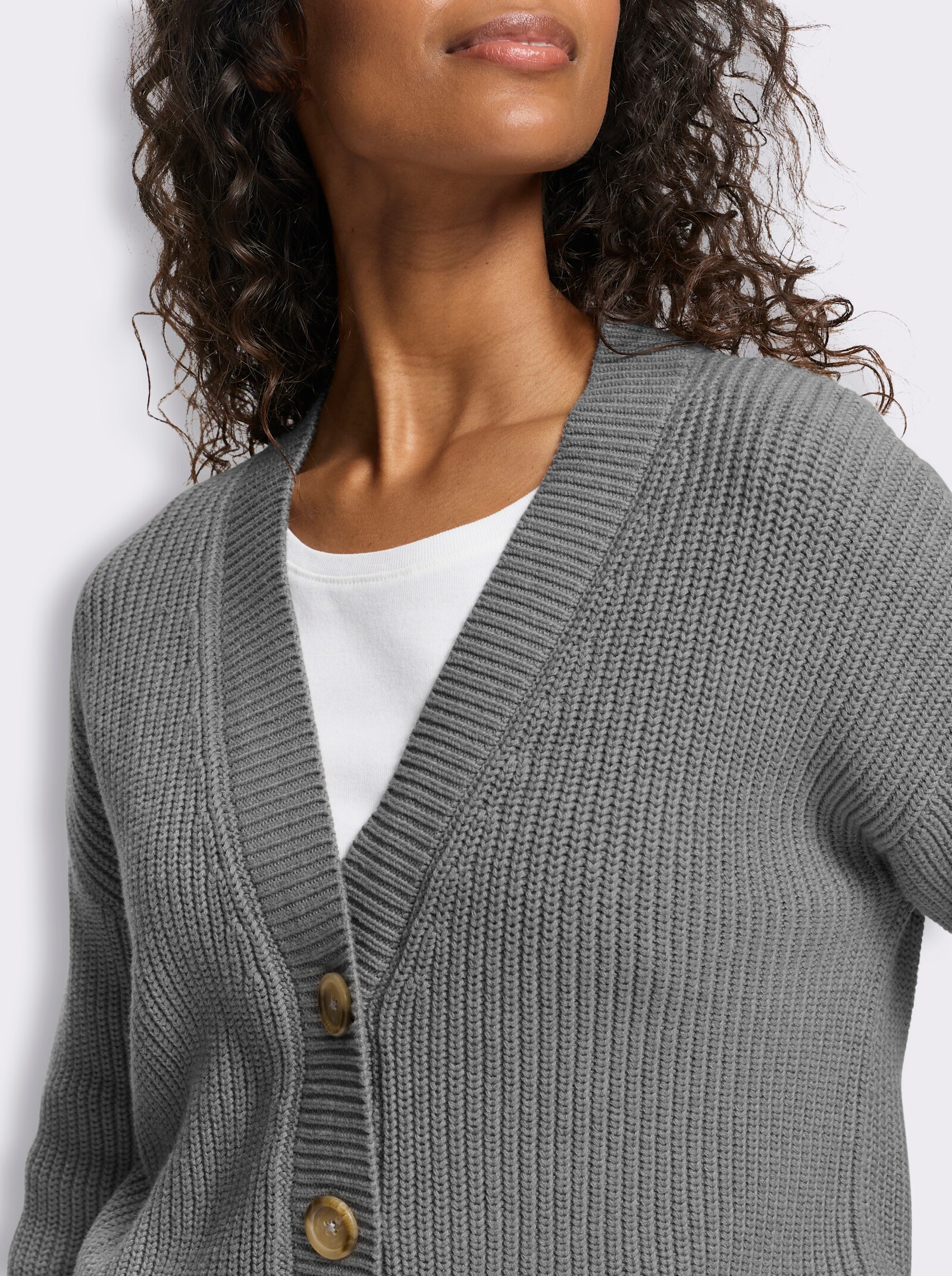 heine Strickjacke mit Taschen - grau-meliert