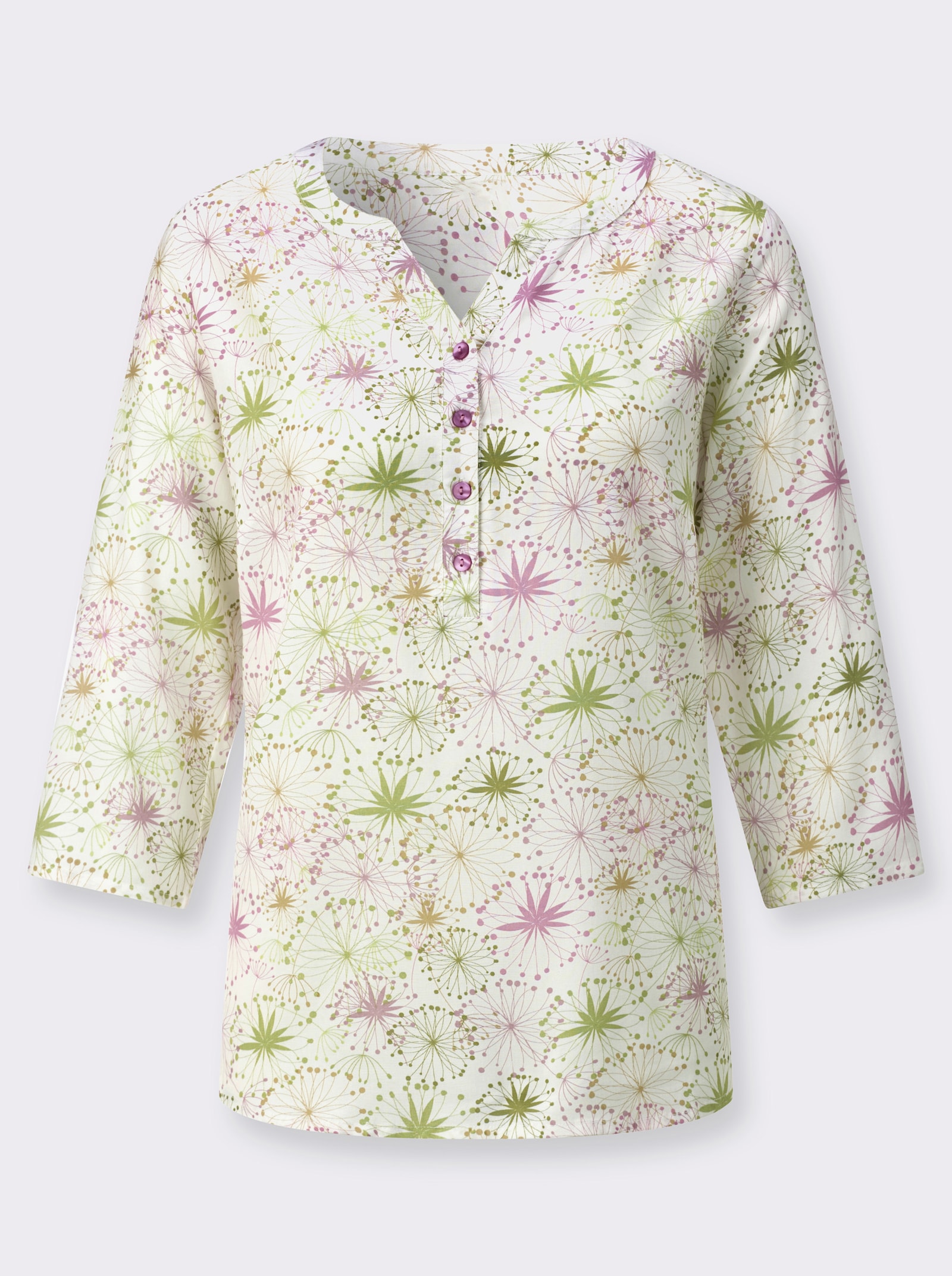 Bekväm blus - malva-vass-med tryck