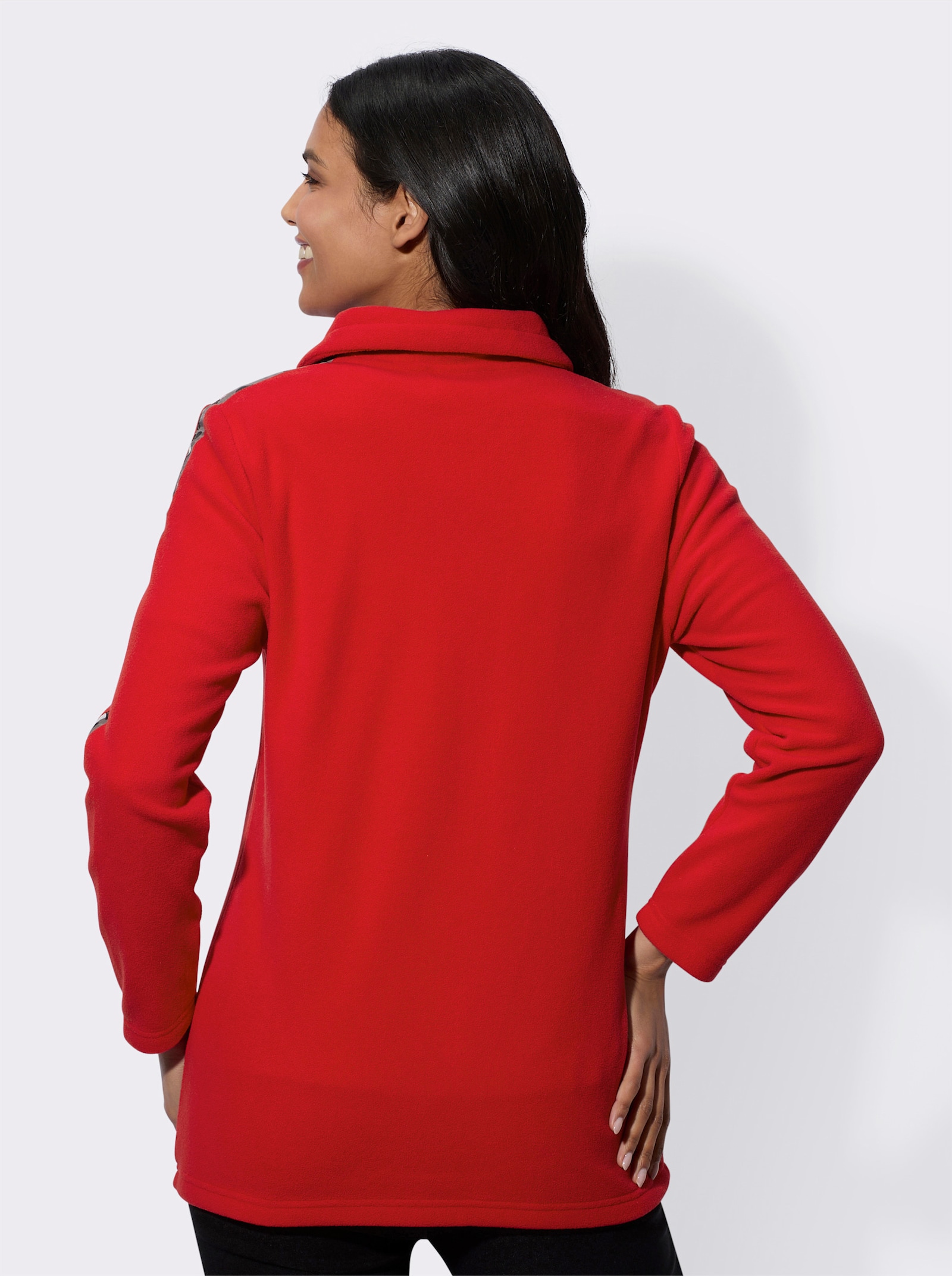 Fleecejacke in Longform - rot