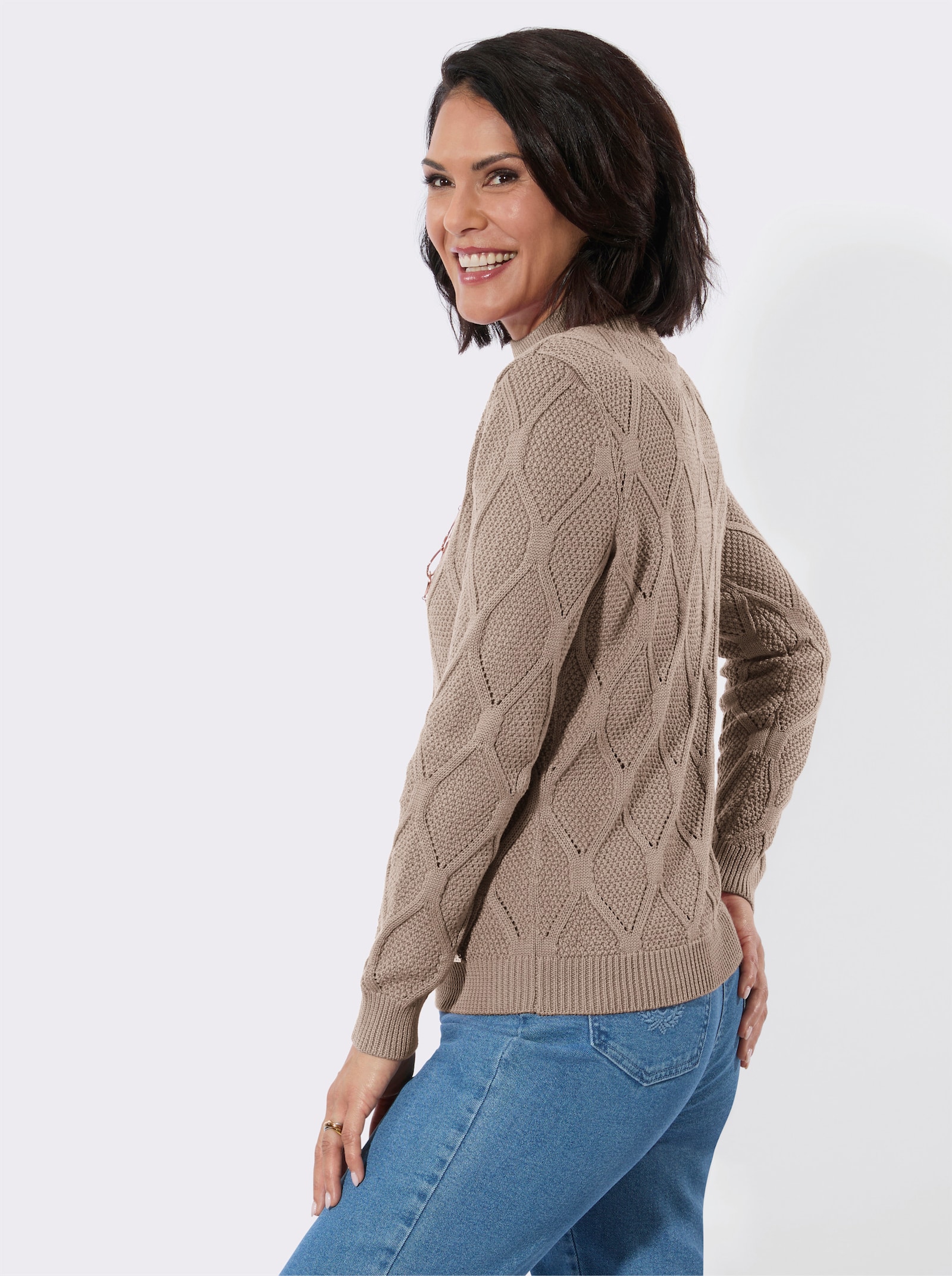 Stehkragenpullover - sesam