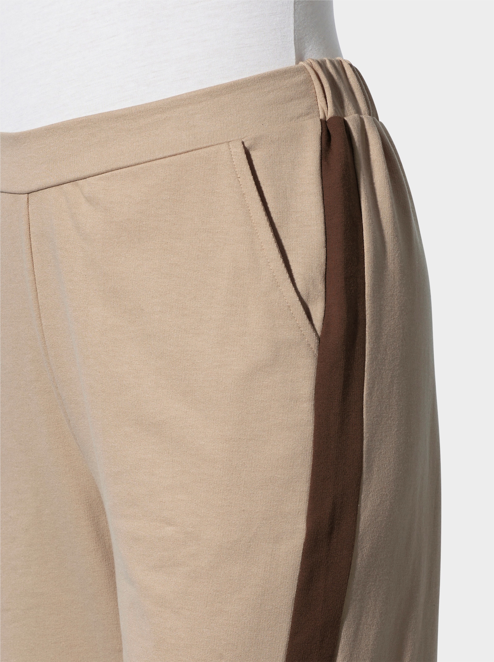 Sweathose mit Galonstreifen - beige-schoko