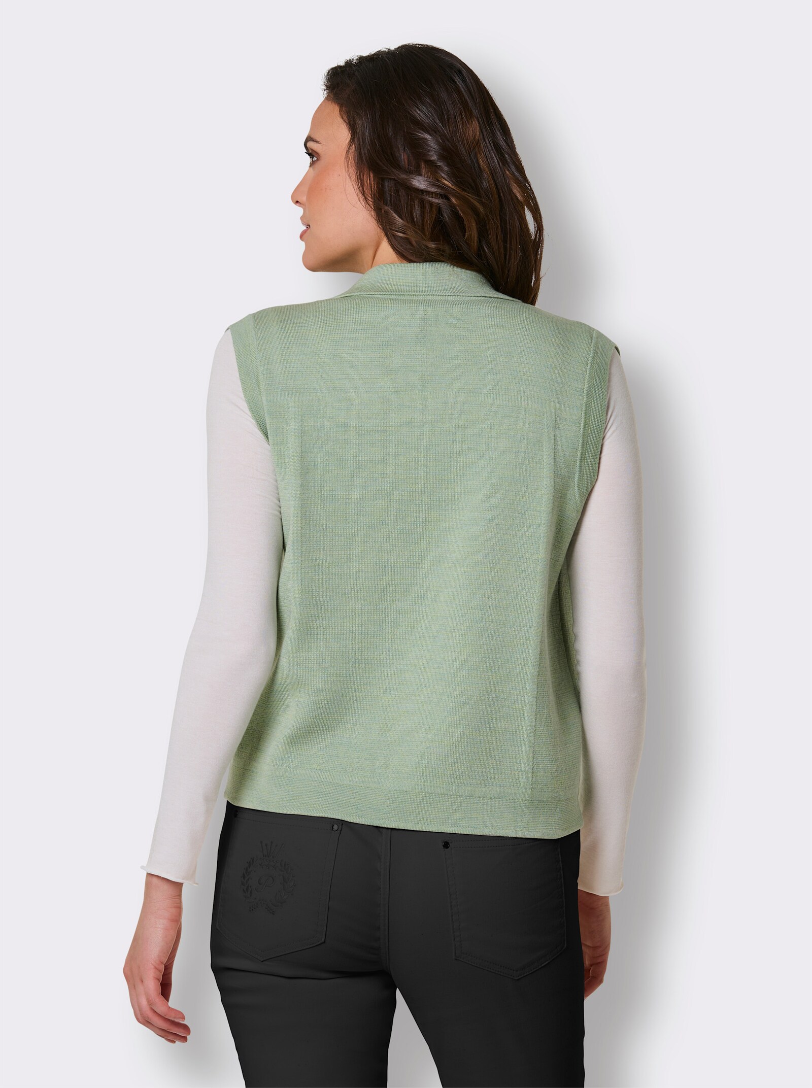 CREATION L PREMIUM Strickweste aus Wolle - eucalyptus-meliert