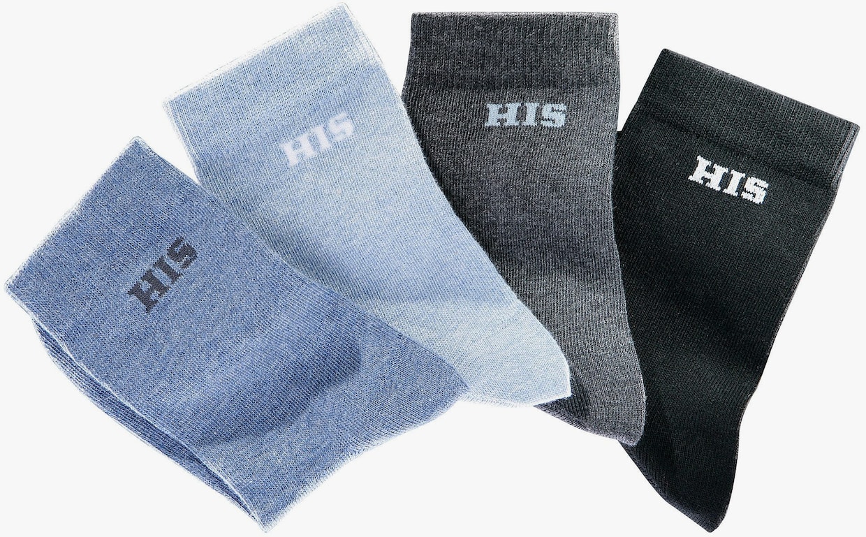 H.I.S Basicsocken - hellblau, blau, grau, schwarz