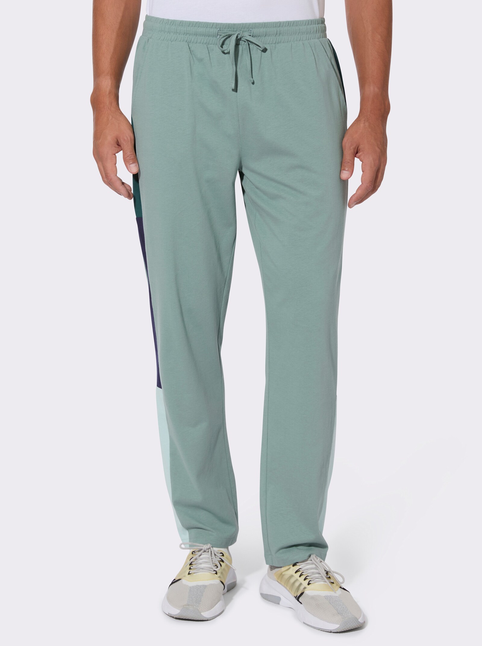 Freizeithose mit Galonstreifen - jade
