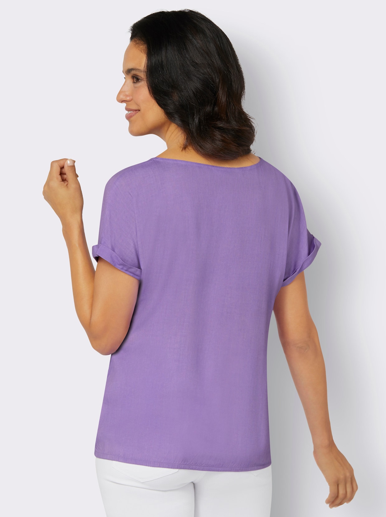 Blouse met korte mouwen - lavendel geprint