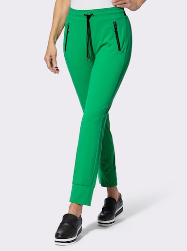 Jogg Pants mit Reißverschluss-Taschen - grasgrün