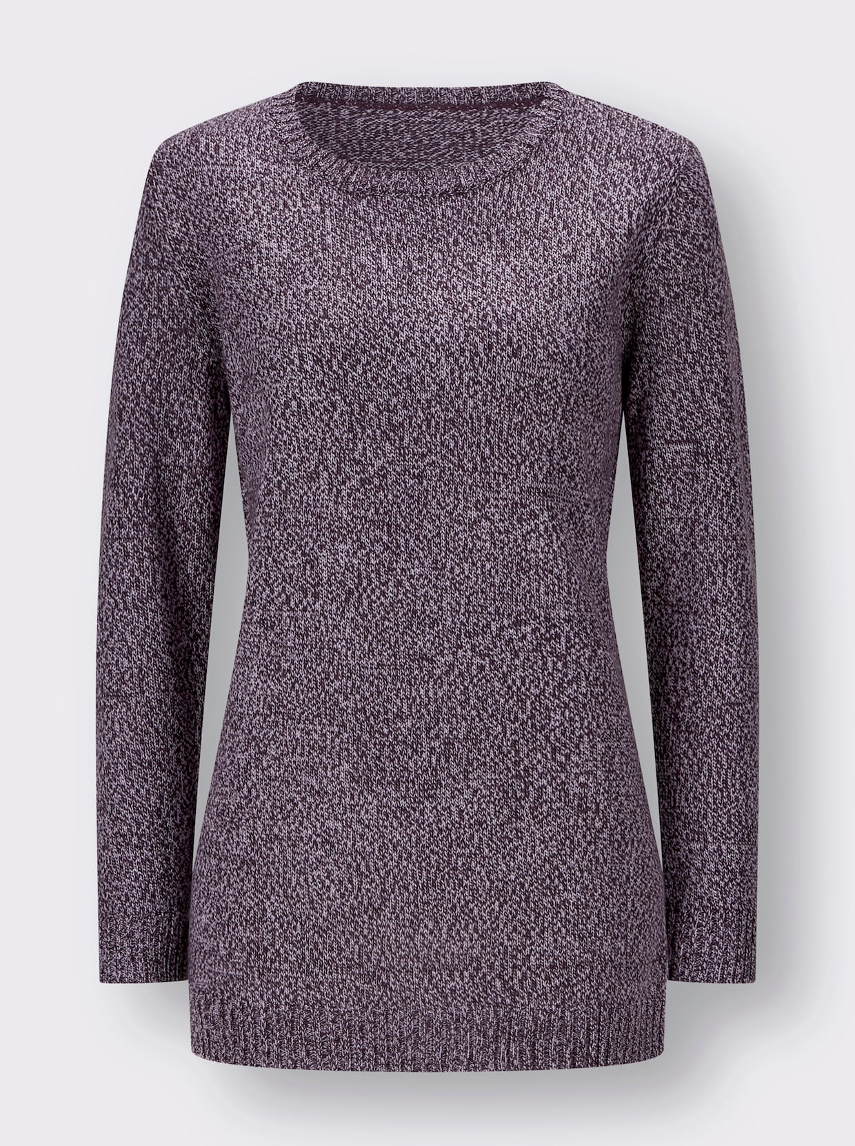 Longpullover - aubergine-meliert