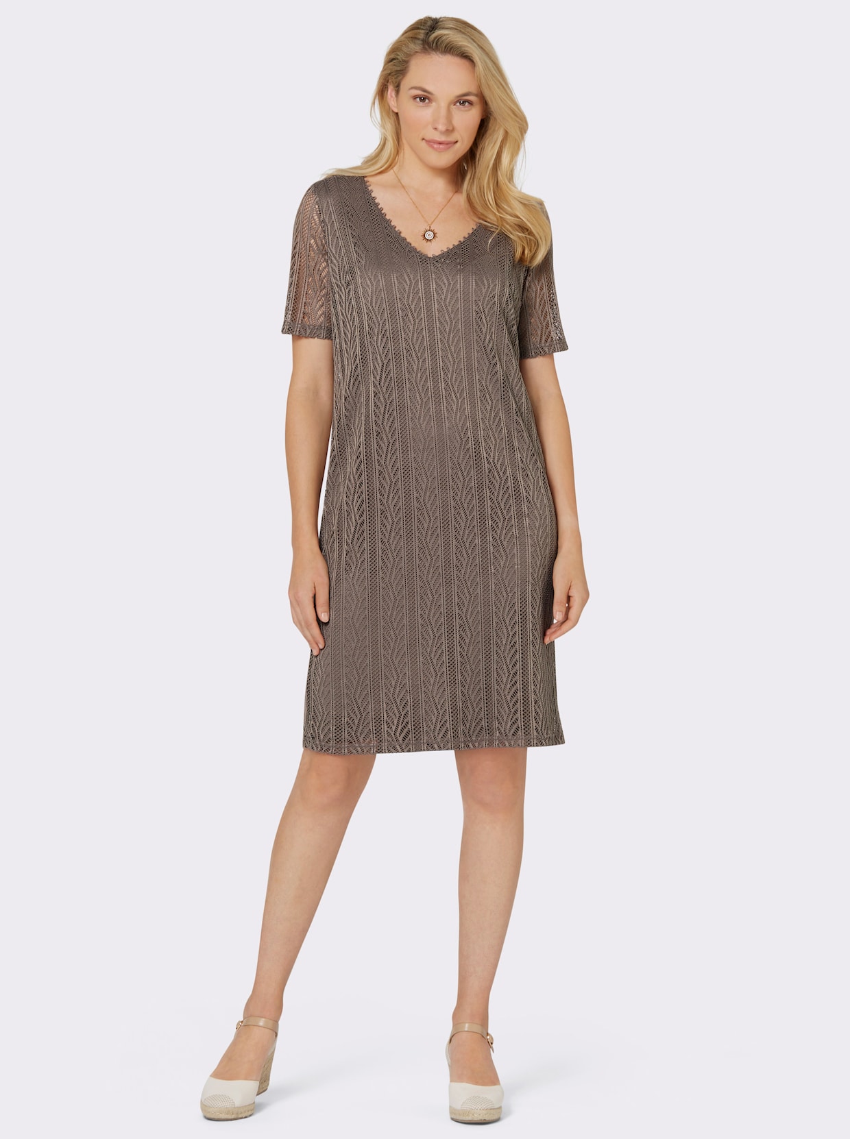 Spitzen-Kleid - taupe